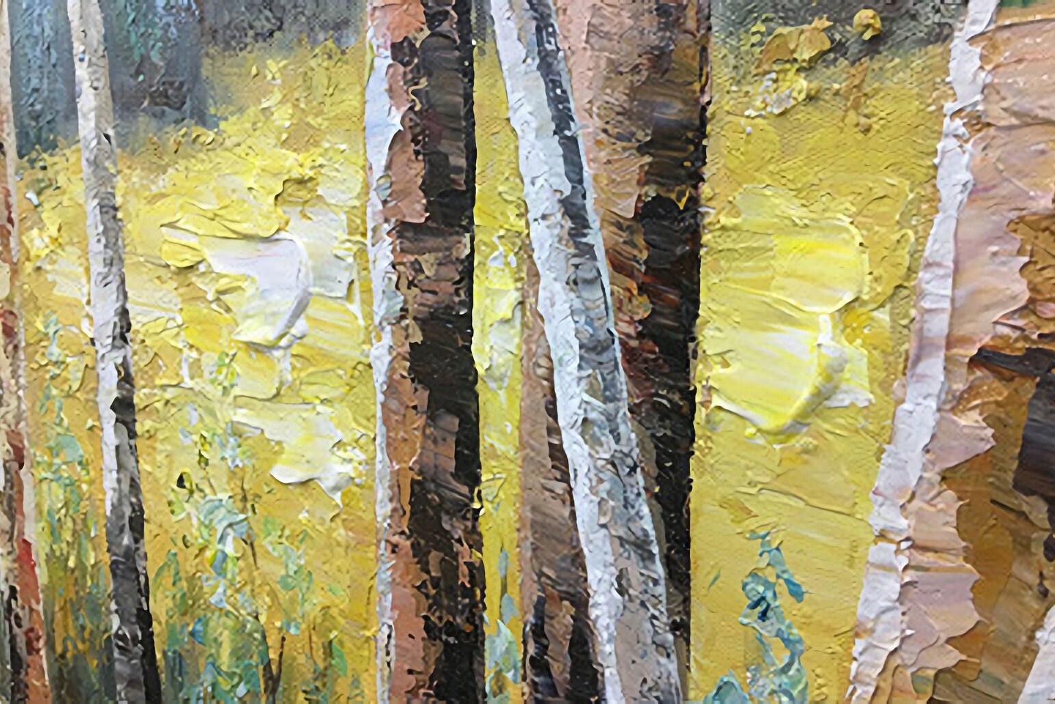 Birch Trees Oil Painting on Canvas, Abstract Landscape Wall Art, Original Tree Wall Art