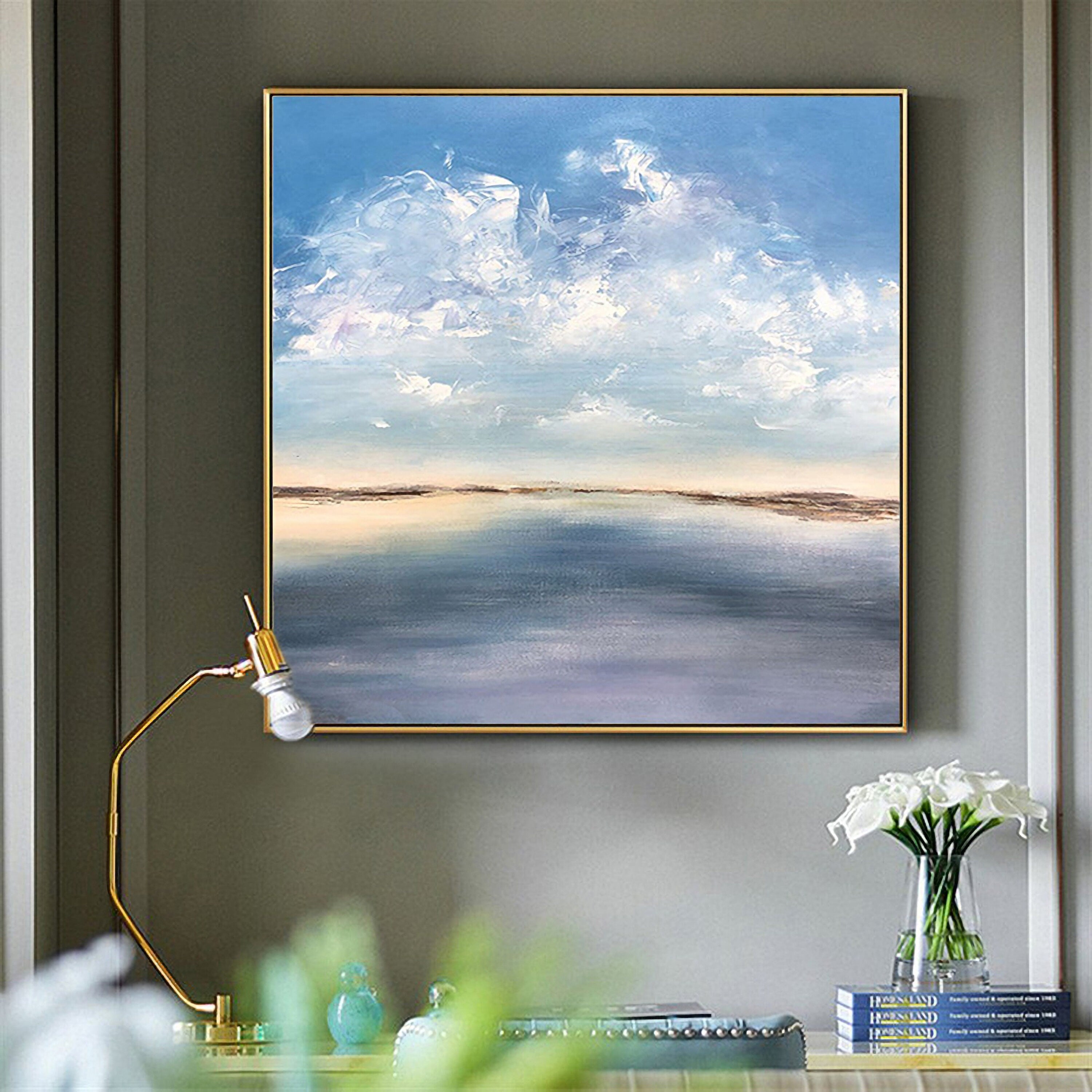 Origina Abstract Oil painting on Canvas, Sky and Sea Painting for Living Room