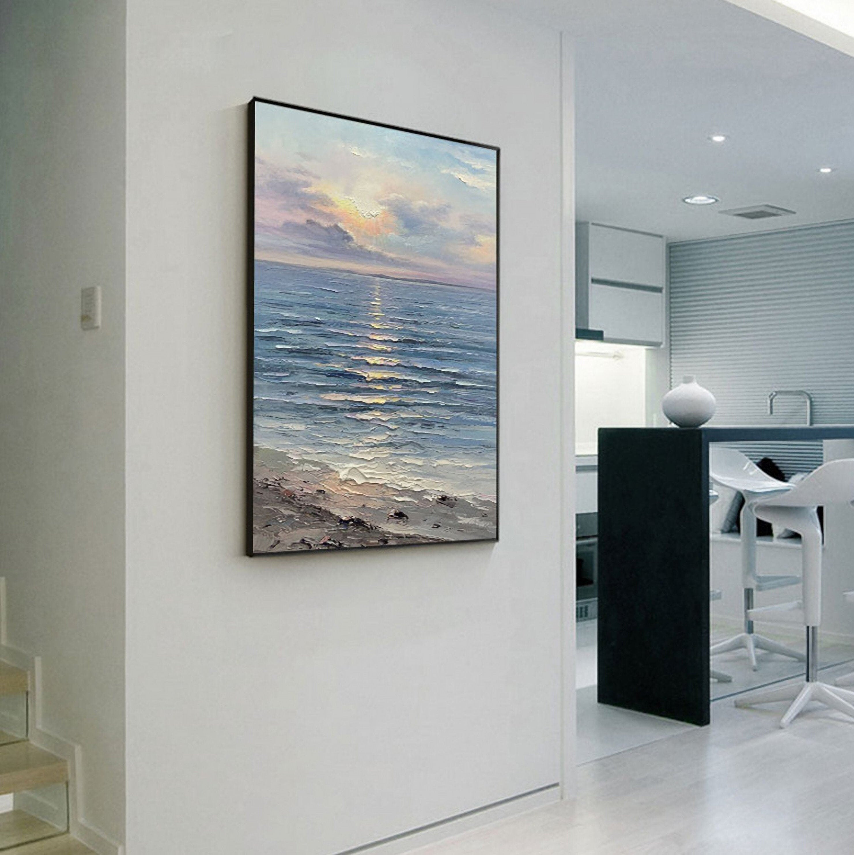 Sea Waves Large Canvas Painting Wall Art Ocean Beach Paintings for Living Room Bedroom Home Decorations