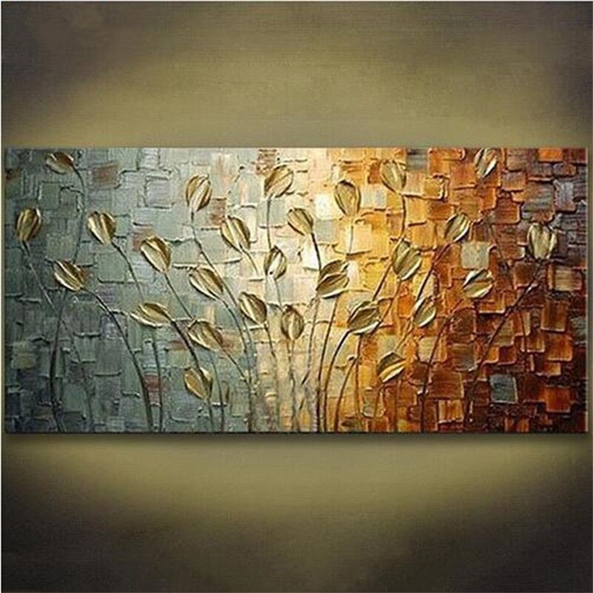 Hand Painted Modern Knife Tulipa Flower Oil Paintings on Canvas Home Decor Wall Art Large Abstract Garden Tulip Floral…