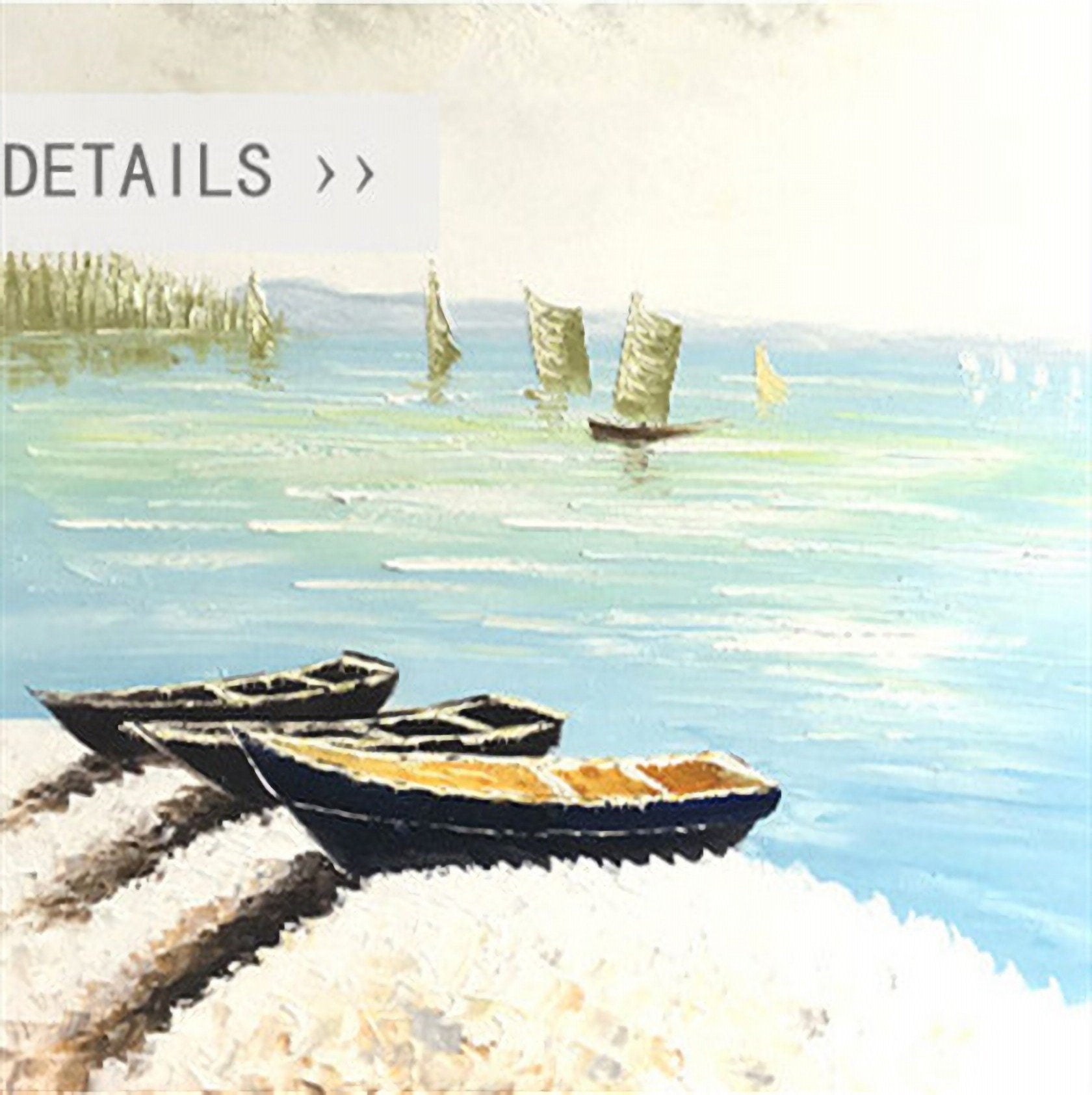 Boat Paintings Canvas Wall Art Landscape Resting Fishing Boats Wall Decor for Living Room Bedroom 20x28 Inch