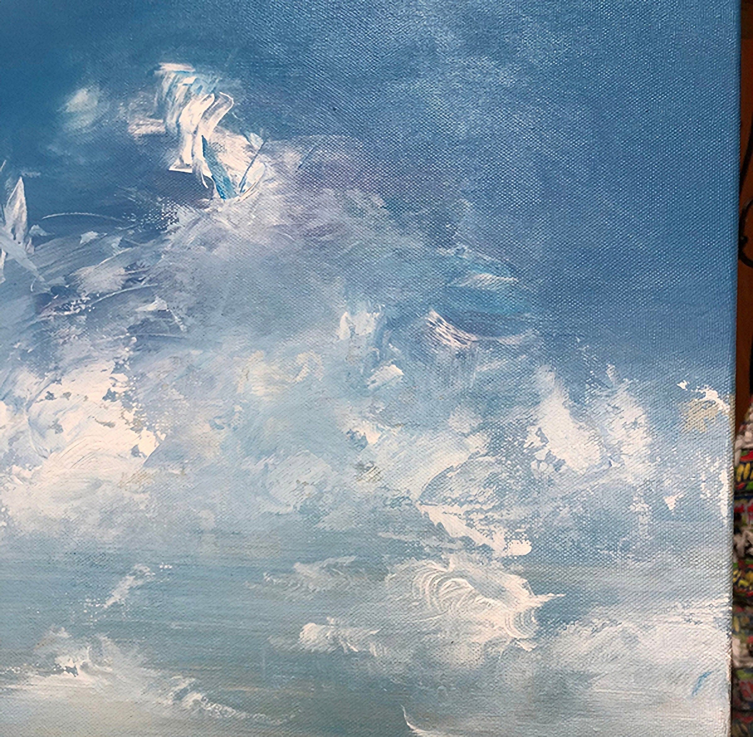 Origina Abstract Oil painting on Canvas, Sky and Sea Painting for Living Room