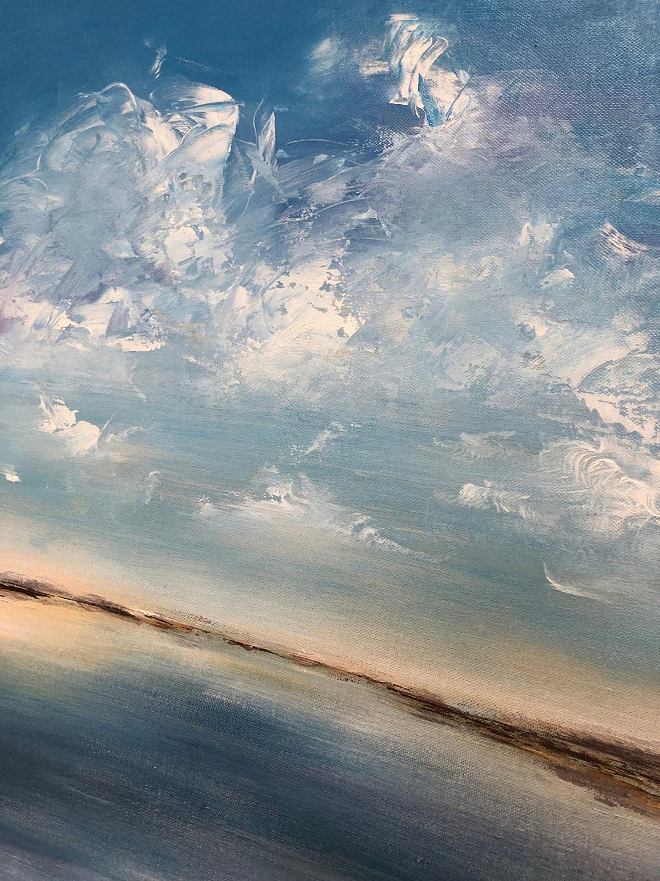Origina Abstract Oil painting on Canvas, Sky and Sea Painting for Living Room