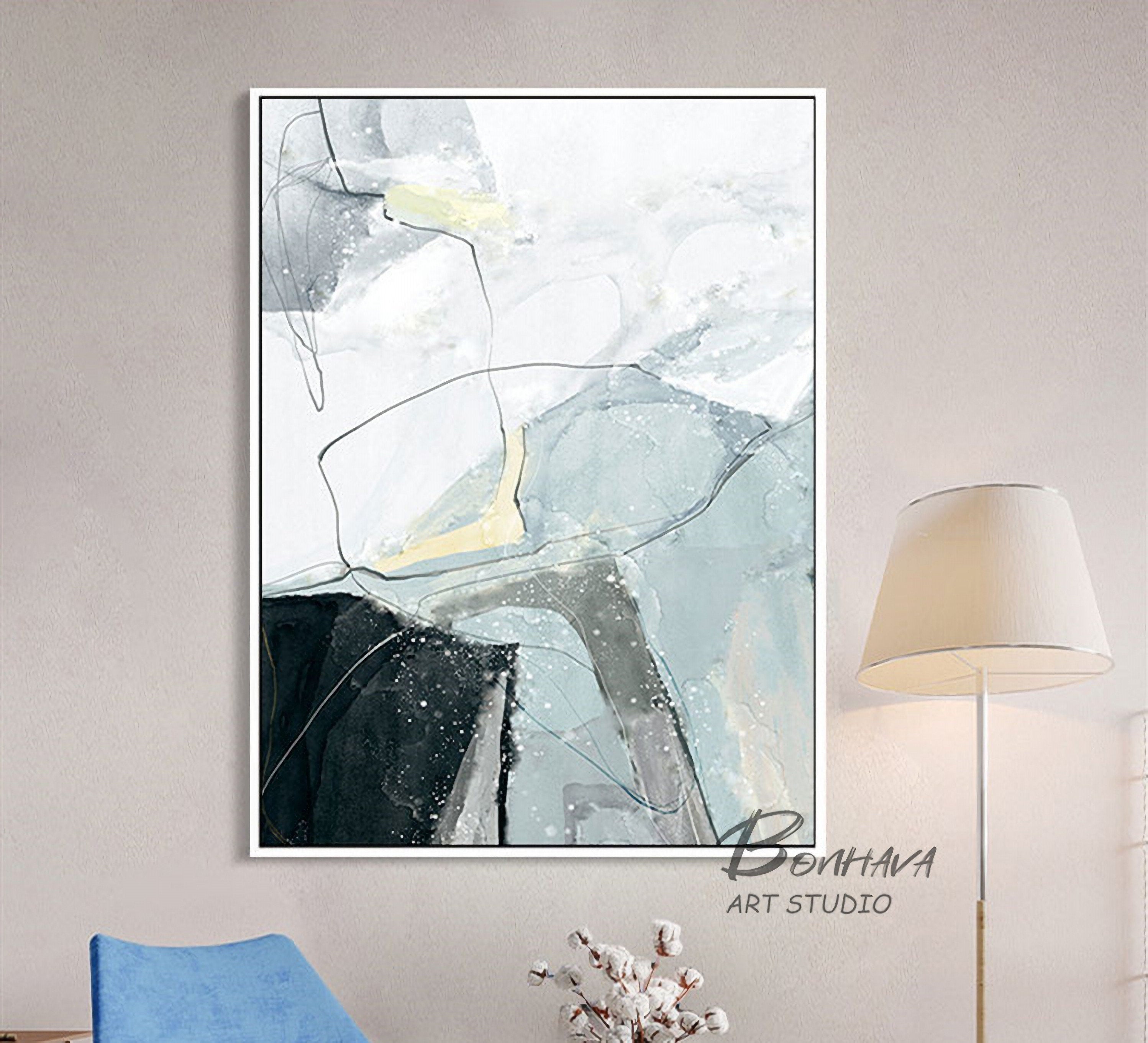 Original Abstract Painting, Minimalist Abstract Painting, Large Abstract Painting, Beige Painting Green Painting, Large Wall…