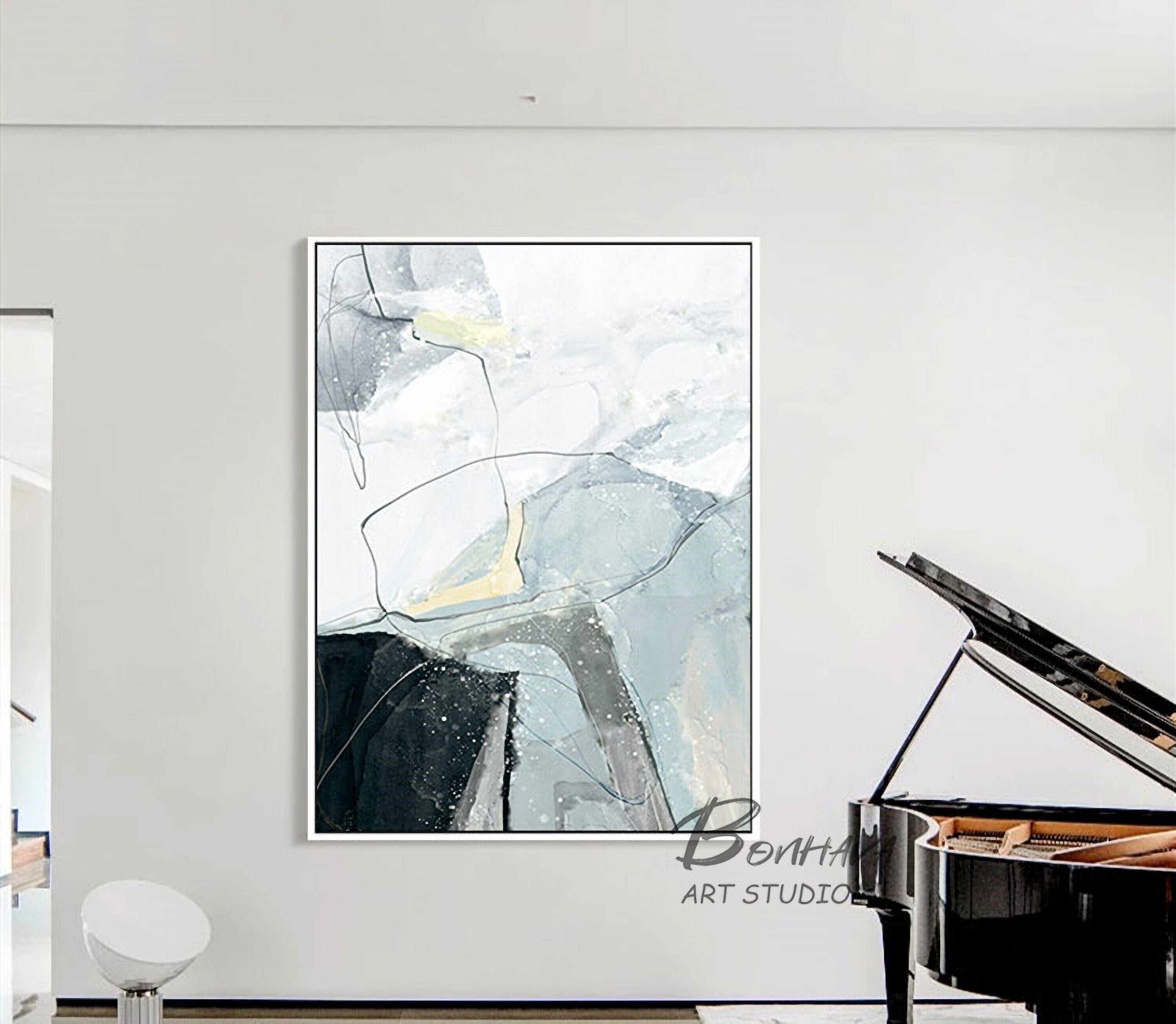 Original Abstract Painting, Minimalist Abstract Painting, Large Abstract Painting, Beige Painting Green Painting, Large Wall…
