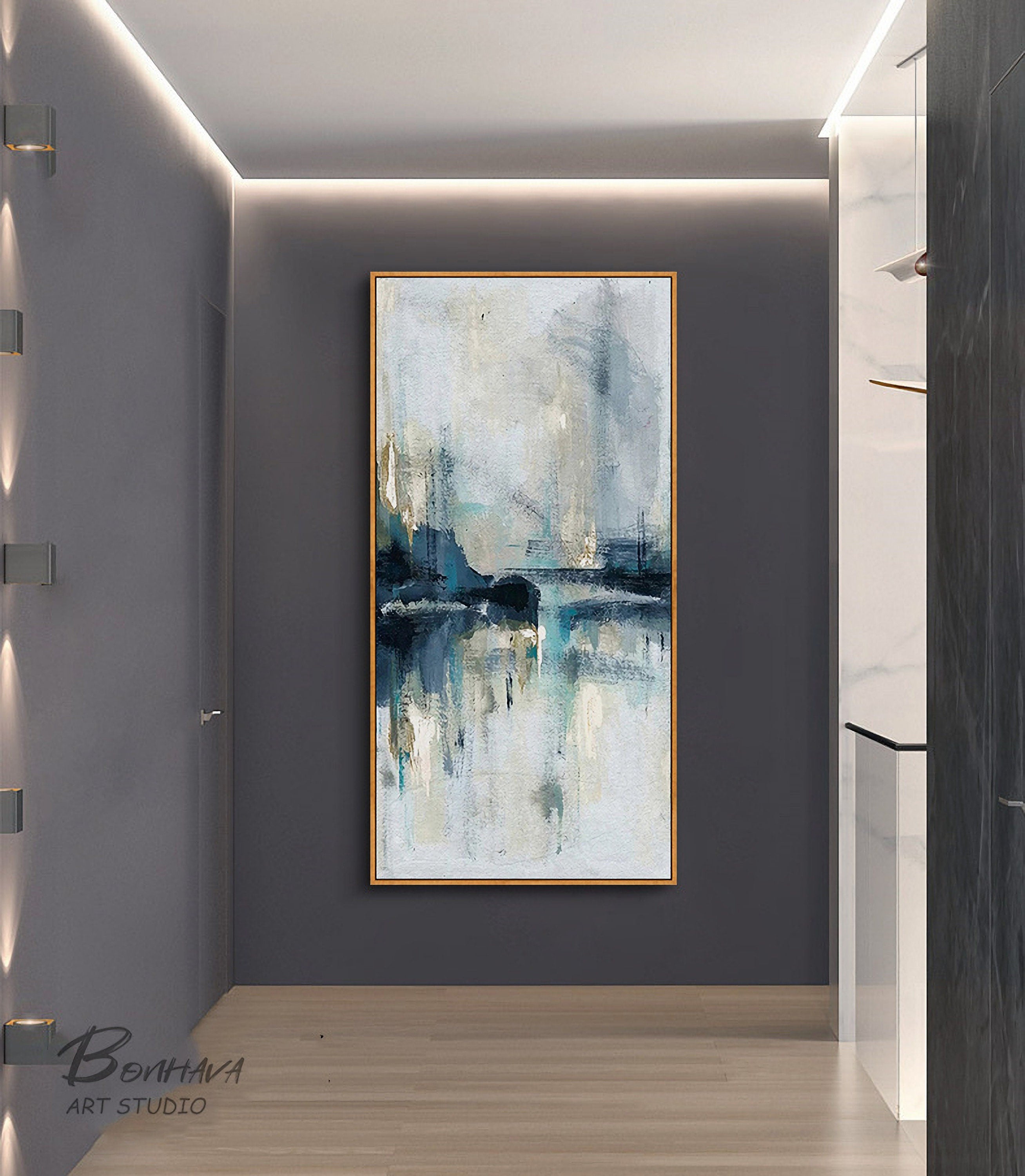 Original Abstract Art, Minimalist Abstract Painting, Light Blue Painting, Large Abstract Painting, Large Wall Canvas Painting