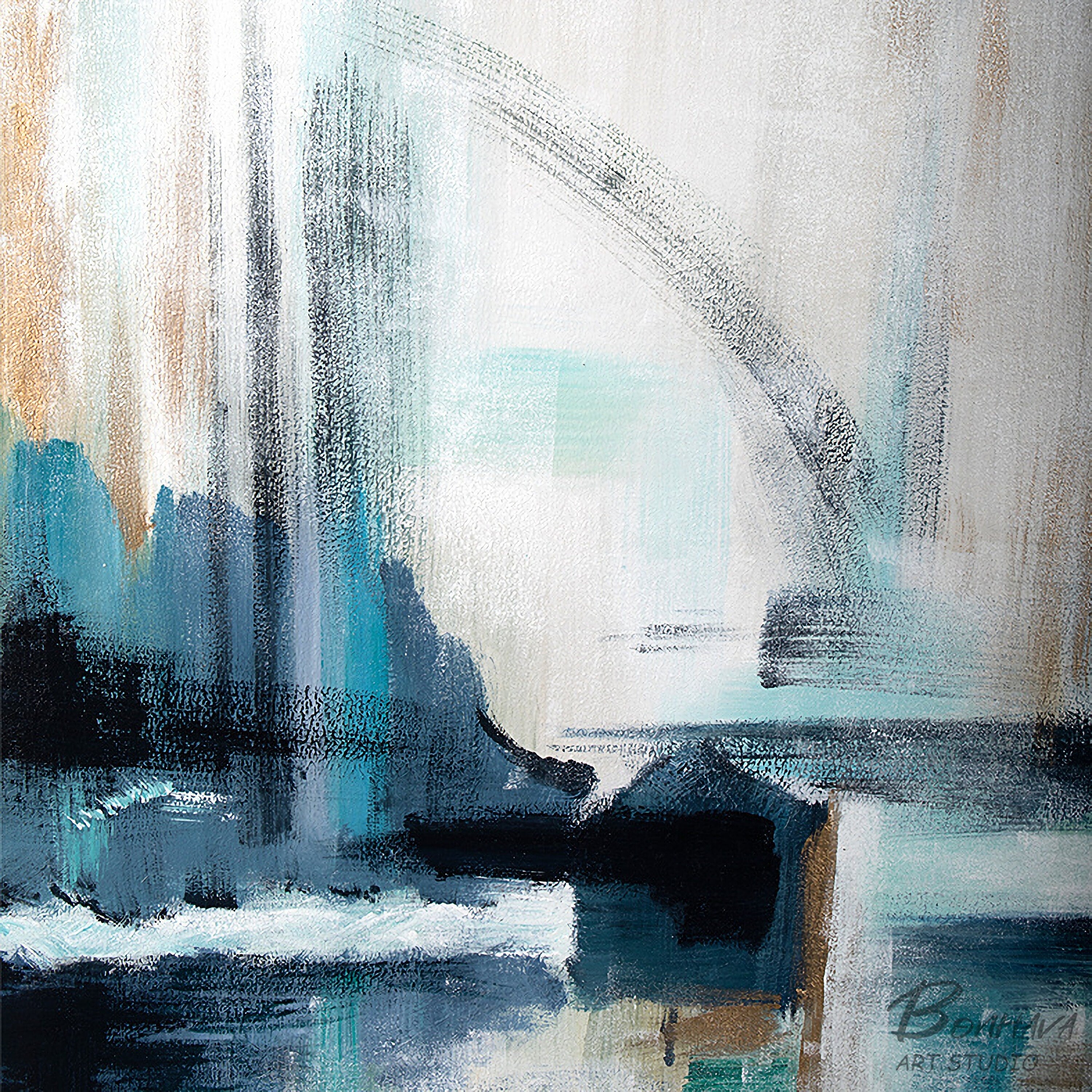 Original Abstract Art, Minimalist Abstract Painting, Light Blue Painting, Large Abstract Painting, Large Wall Canvas Painting