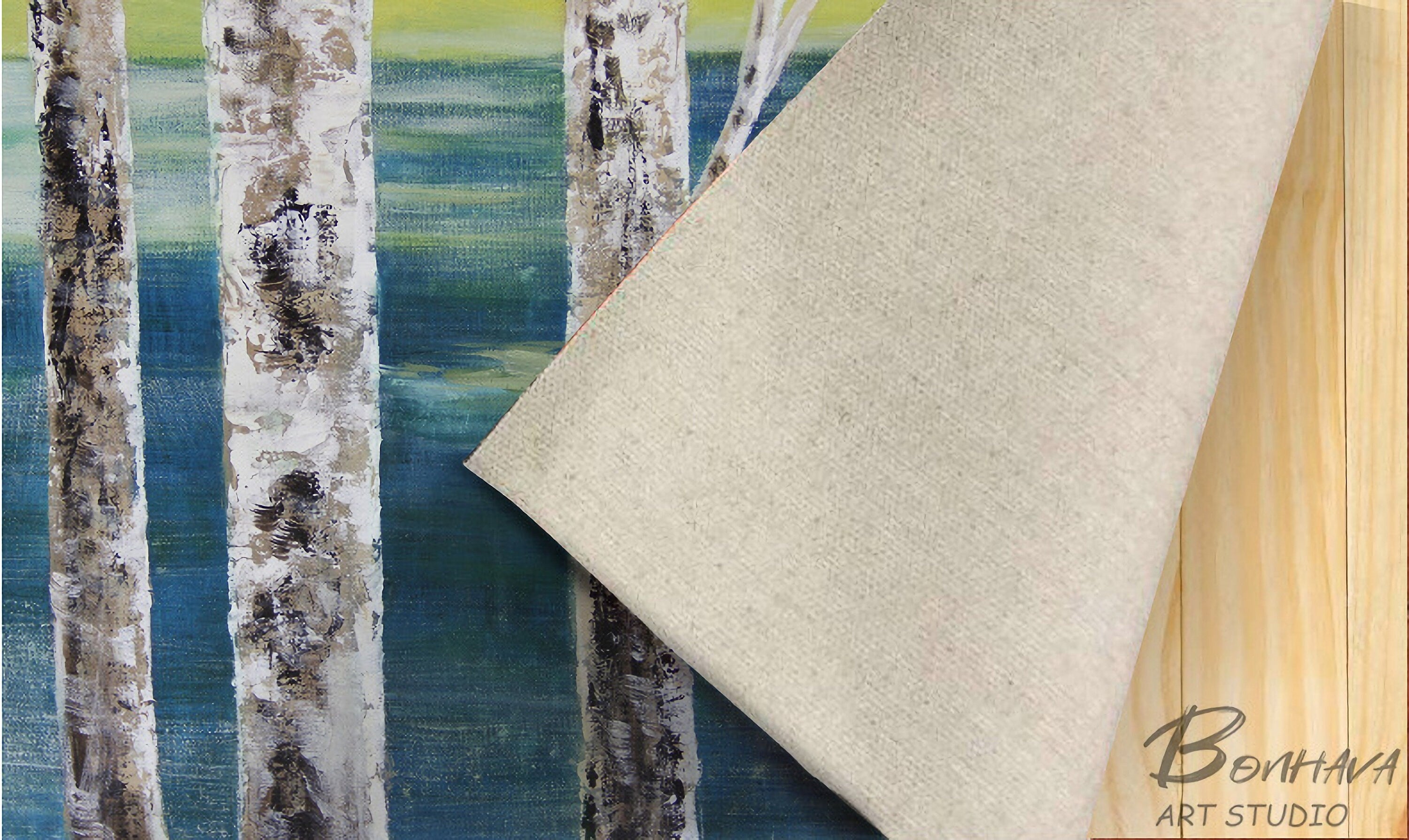 Forest Wall Art Painting, Birch Trees, Hand painted Artwork, Canvas Painting for Wall