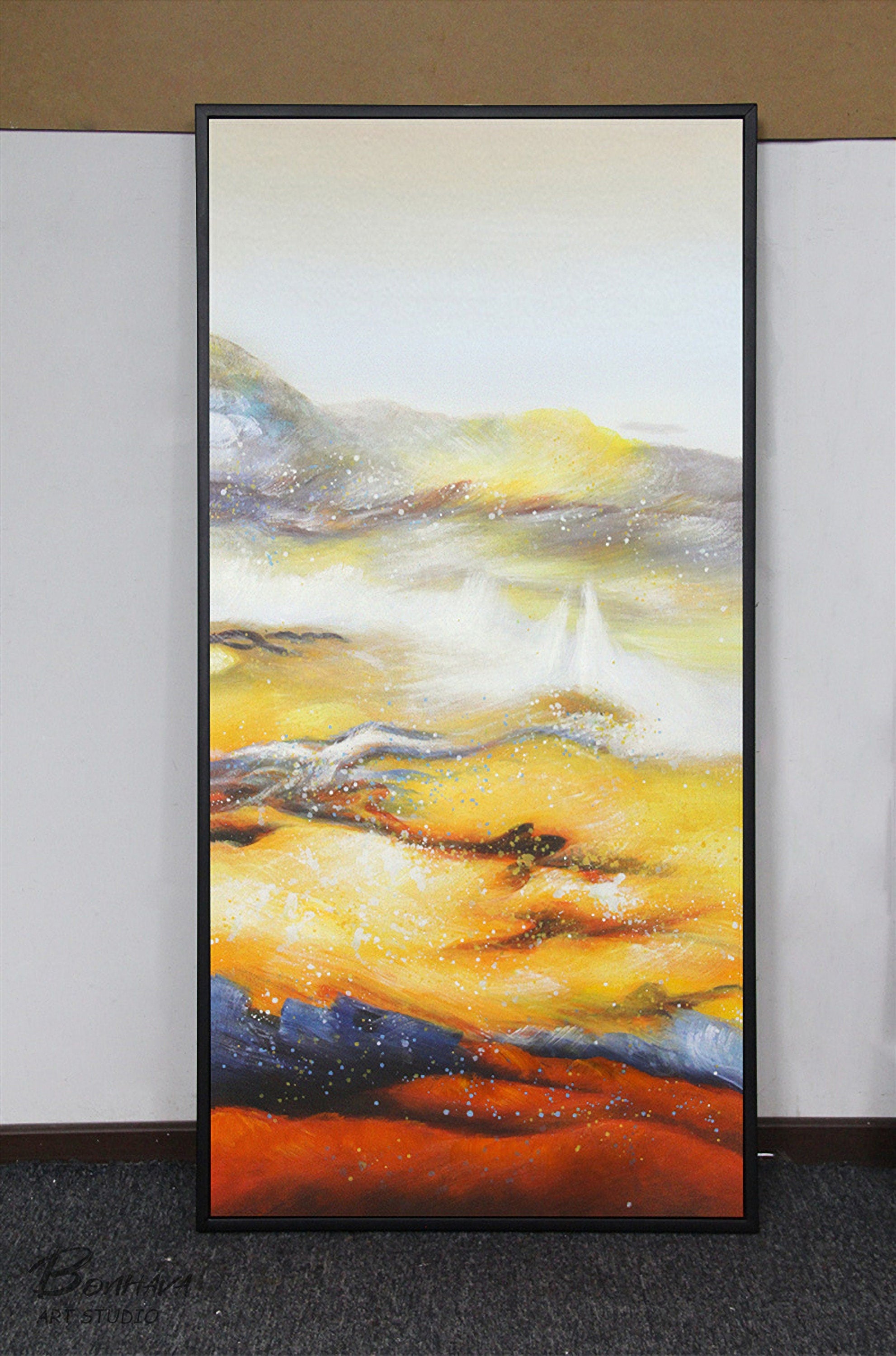 Original Yellow Abstract Painting, Large Yellow Painting, Yellow Wall Art, Modern Minimalist Art