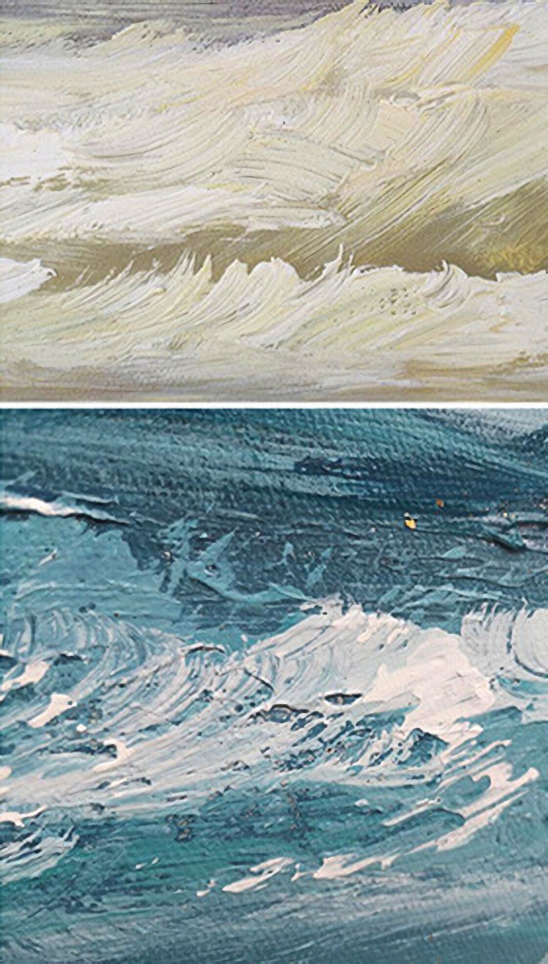 Ocean Wave Canvas Wall Art: Seascape Sunset Artwork Painting on Canvas for Bedroom (24'' x 24'')