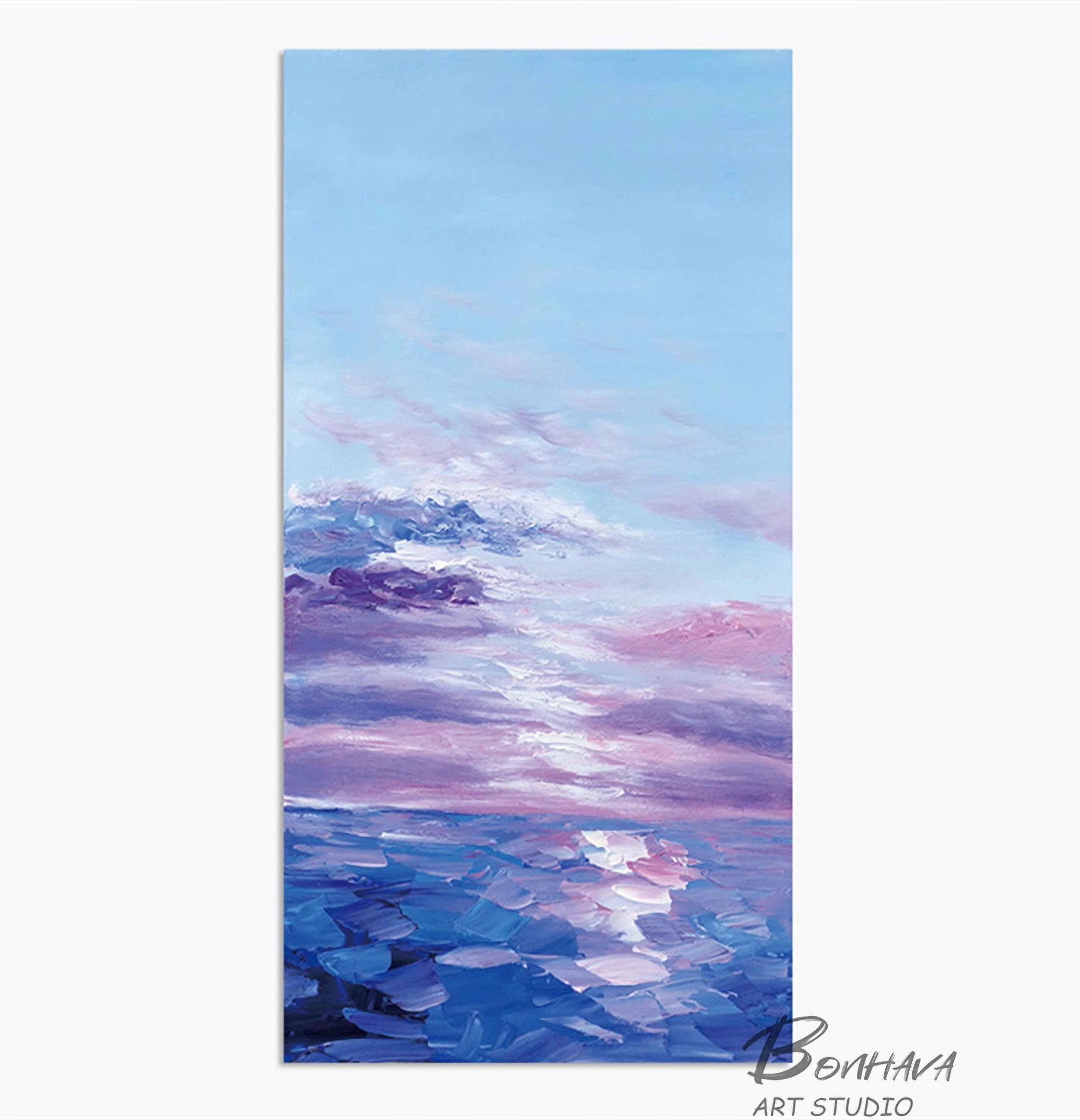Abstract Sky Painting, Original Ocean Art, Abstract Ocean Painting, Painting on Canvas, Sea Painting, Large Wall Art, Living…