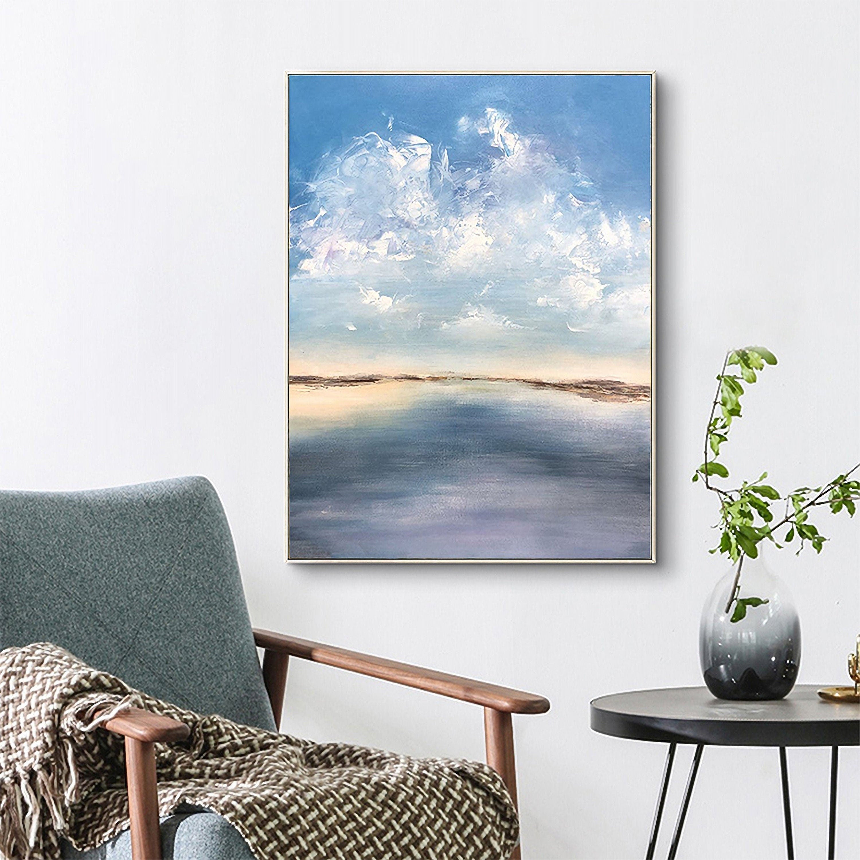 Origina Abstract Oil painting on Canvas, Sky and Sea Painting for Living Room