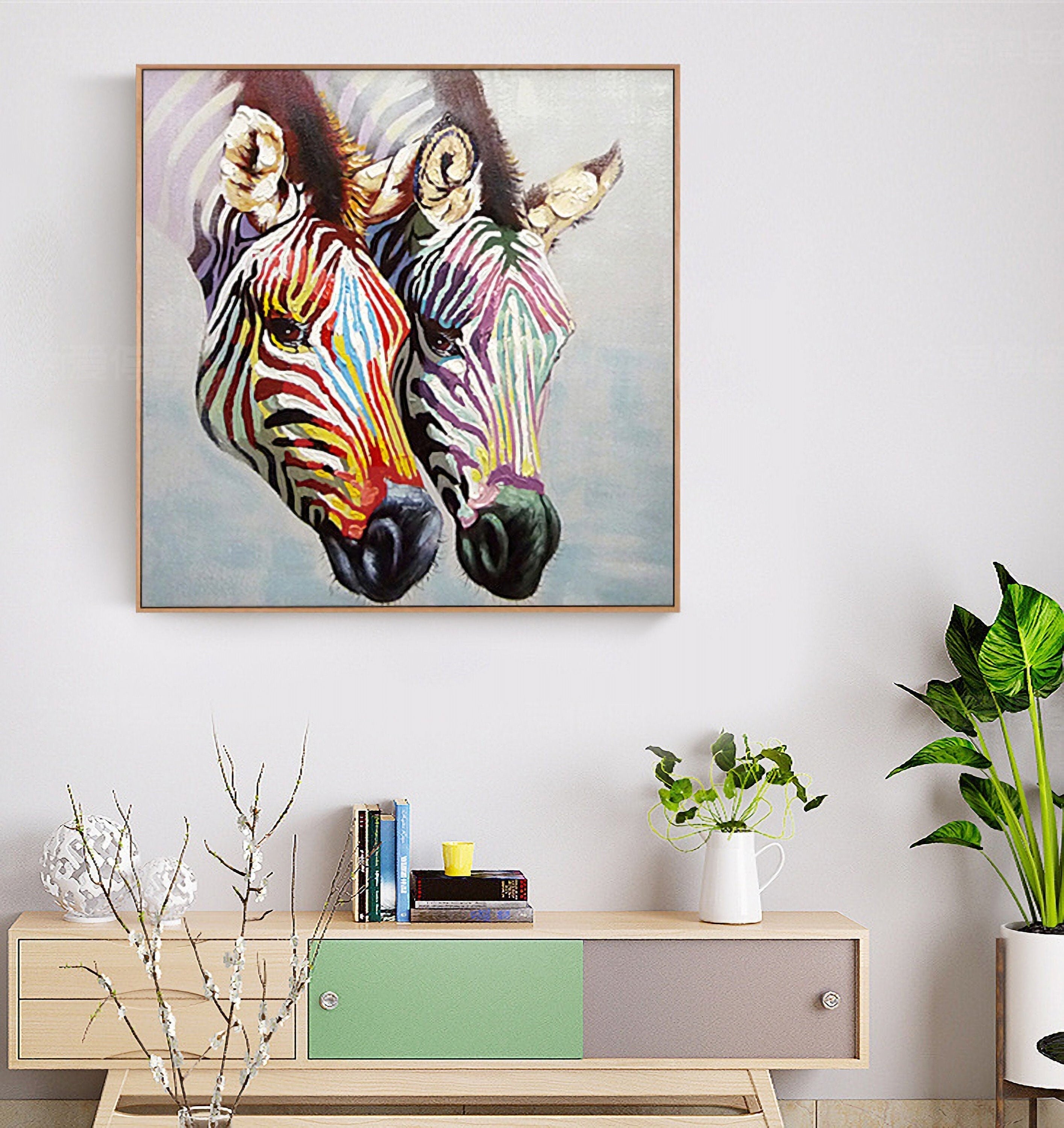 Zebra Oil Painting, Acrylic Painting on Canvas, Original Animal Painting, 60*60cm