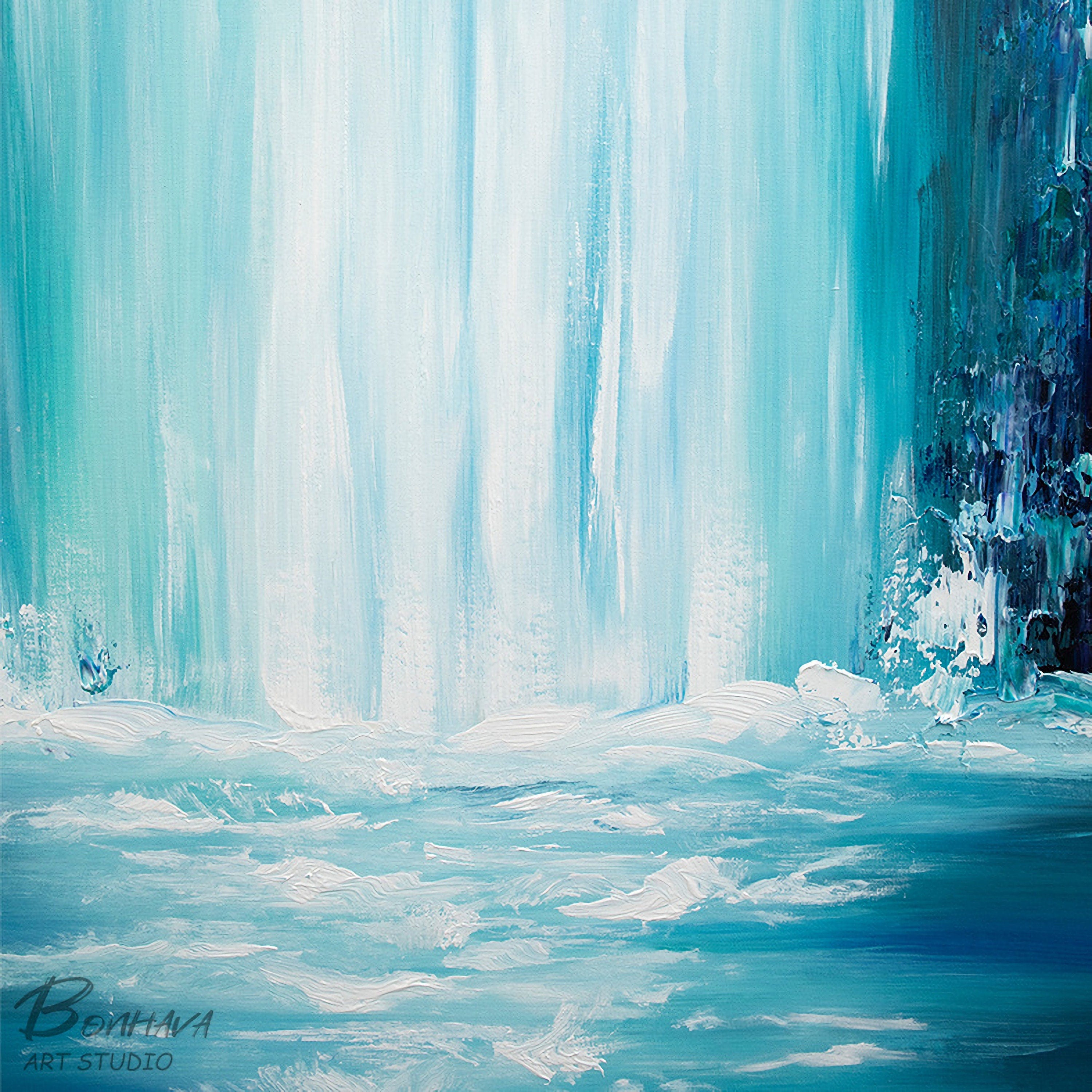 Wall Art Canvas Painting Waterfall Wave Wall Pictures for Living Room Home Decoration-50x70 cm