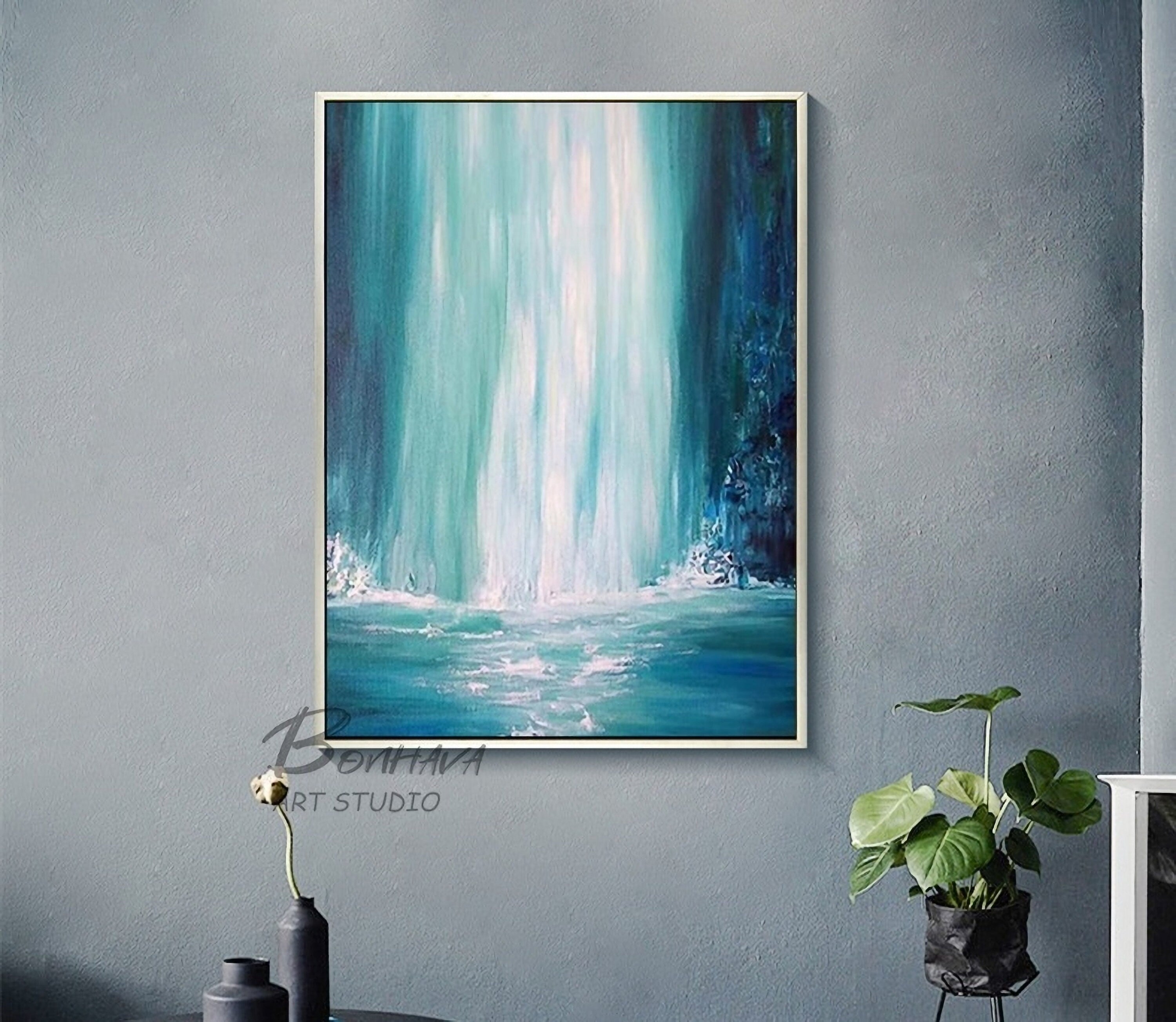 Wall Art Canvas Painting Waterfall Wave Wall Pictures for Living Room Home Decoration-50x70 cm