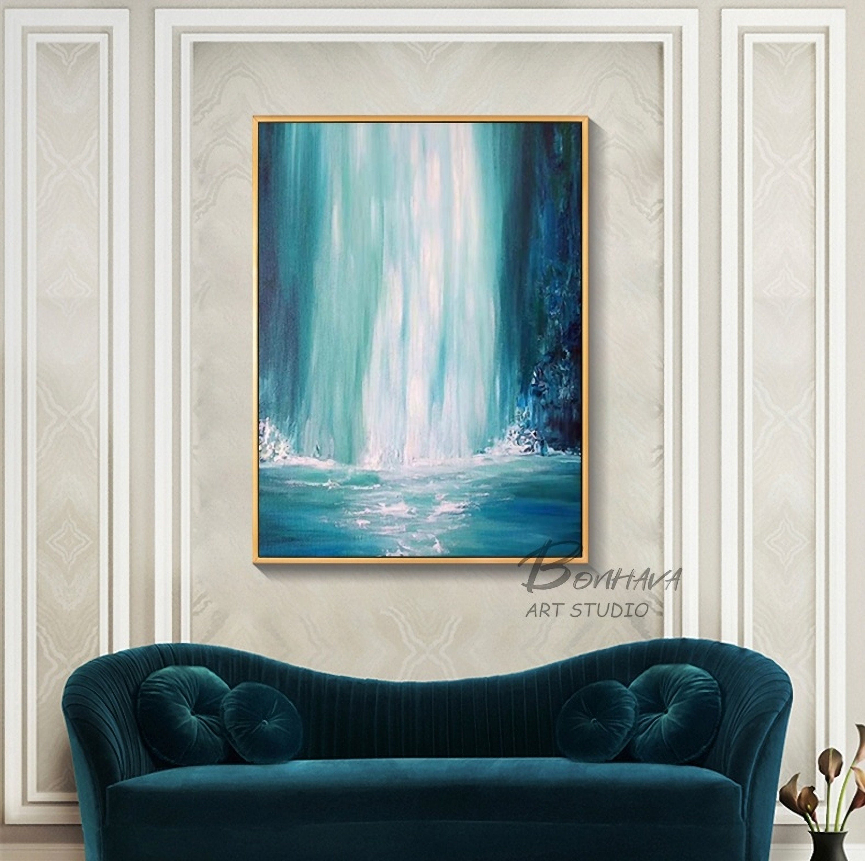 Wall Art Canvas Painting Waterfall Wave Wall Pictures for Living Room Home Decoration-50x70 cm