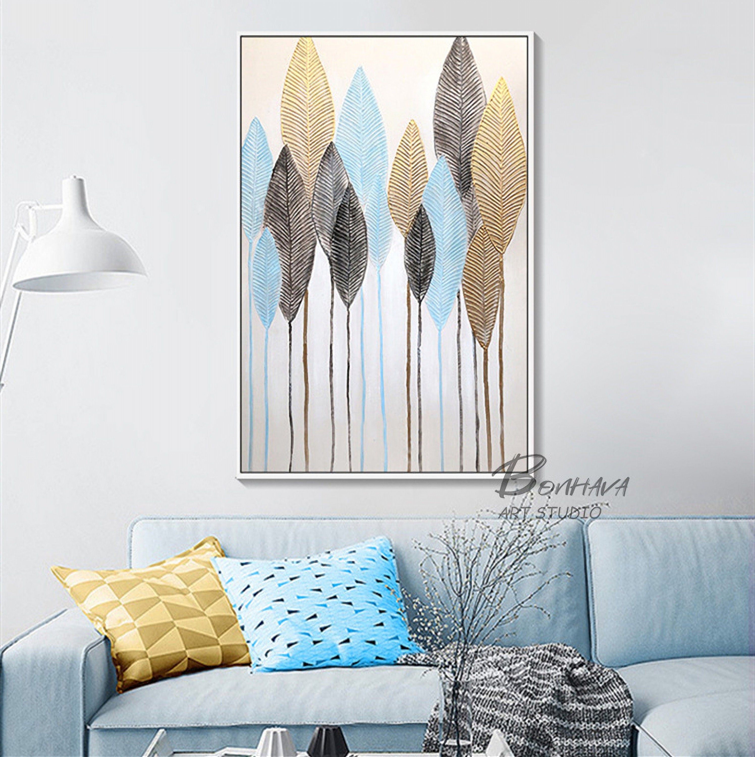 Modern Abstract Tree Leaves Wall Art Decor Canvas Painting Kitchen Pictures for Home Living Dining Room
