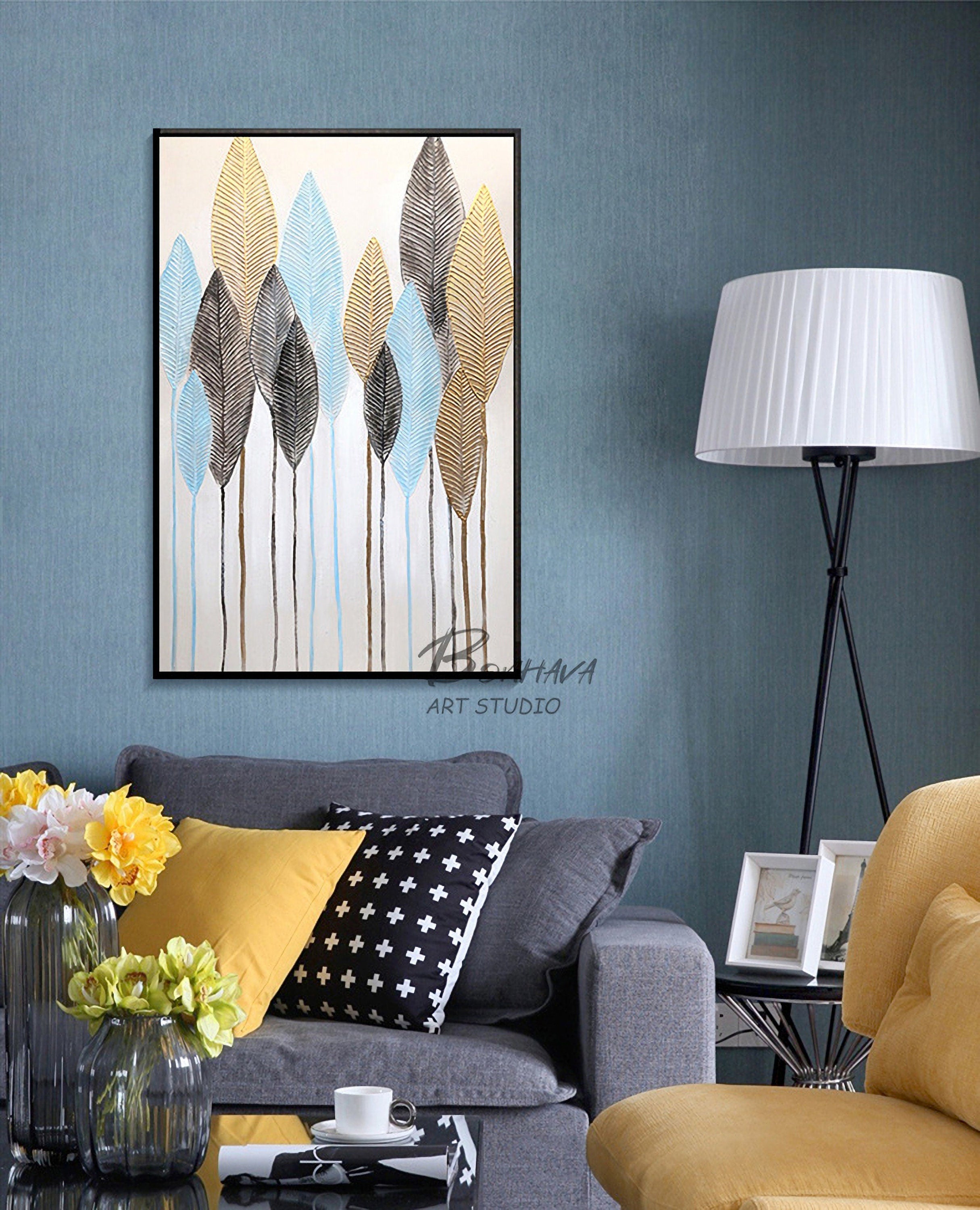 Modern Abstract Tree Leaves Wall Art Decor Canvas Painting Kitchen Pictures for Home Living Dining Room