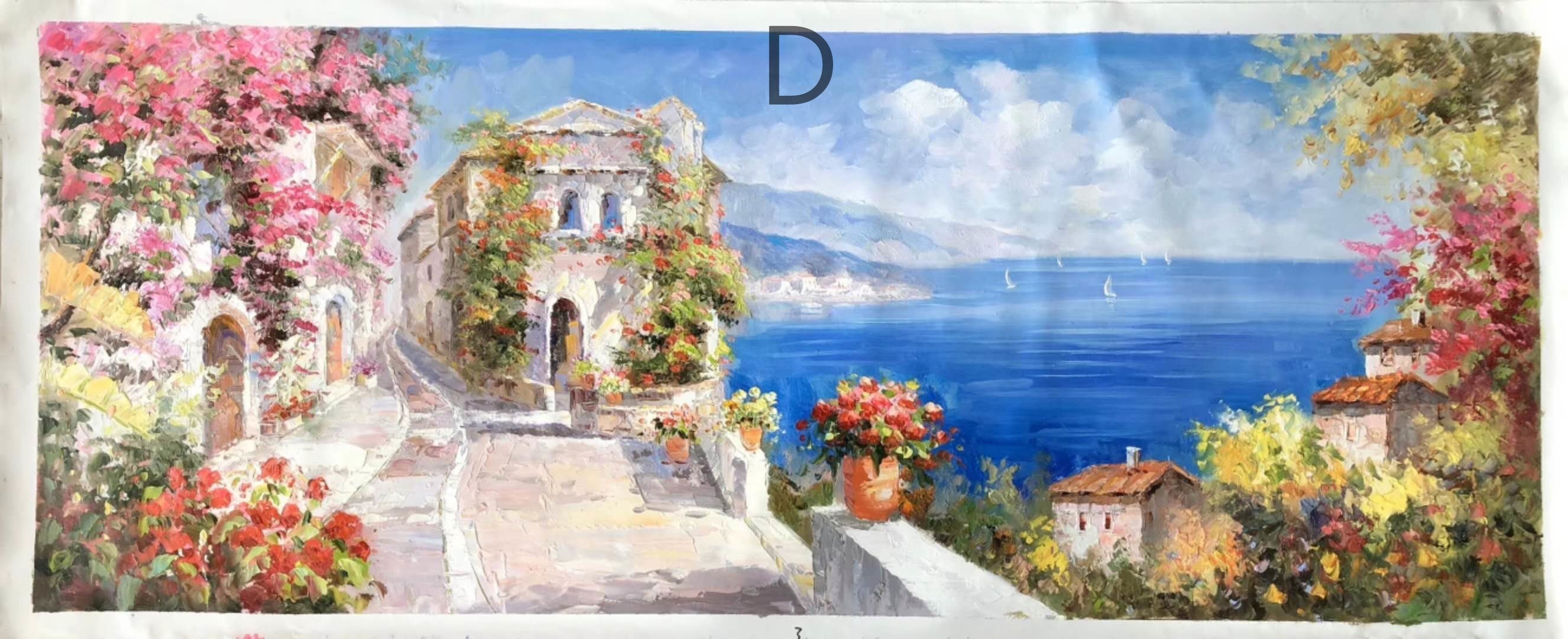 Pure hand painted oil painting modern simple Mediterranean living room large landscape bedroom dining room decorative…