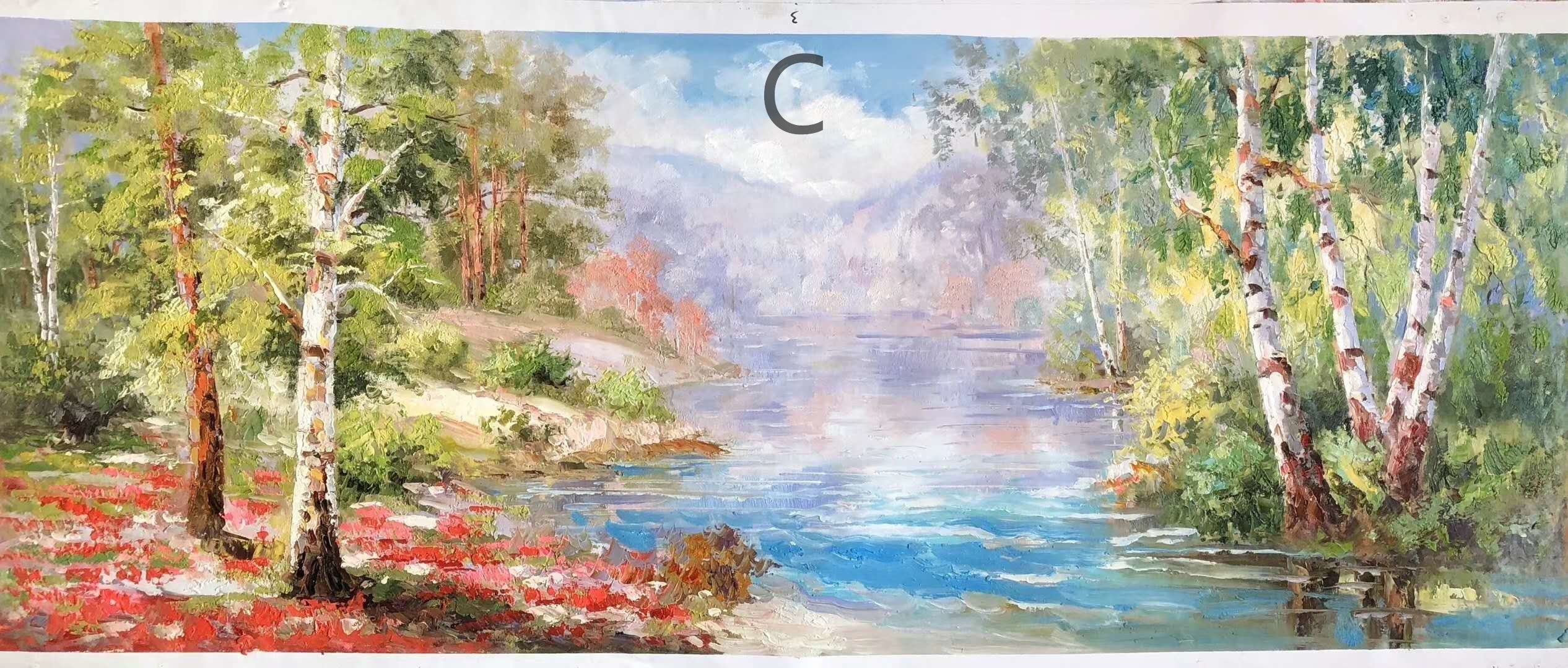 Pure hand painted oil painting modern simple Mediterranean living room large landscape bedroom dining room decorative…