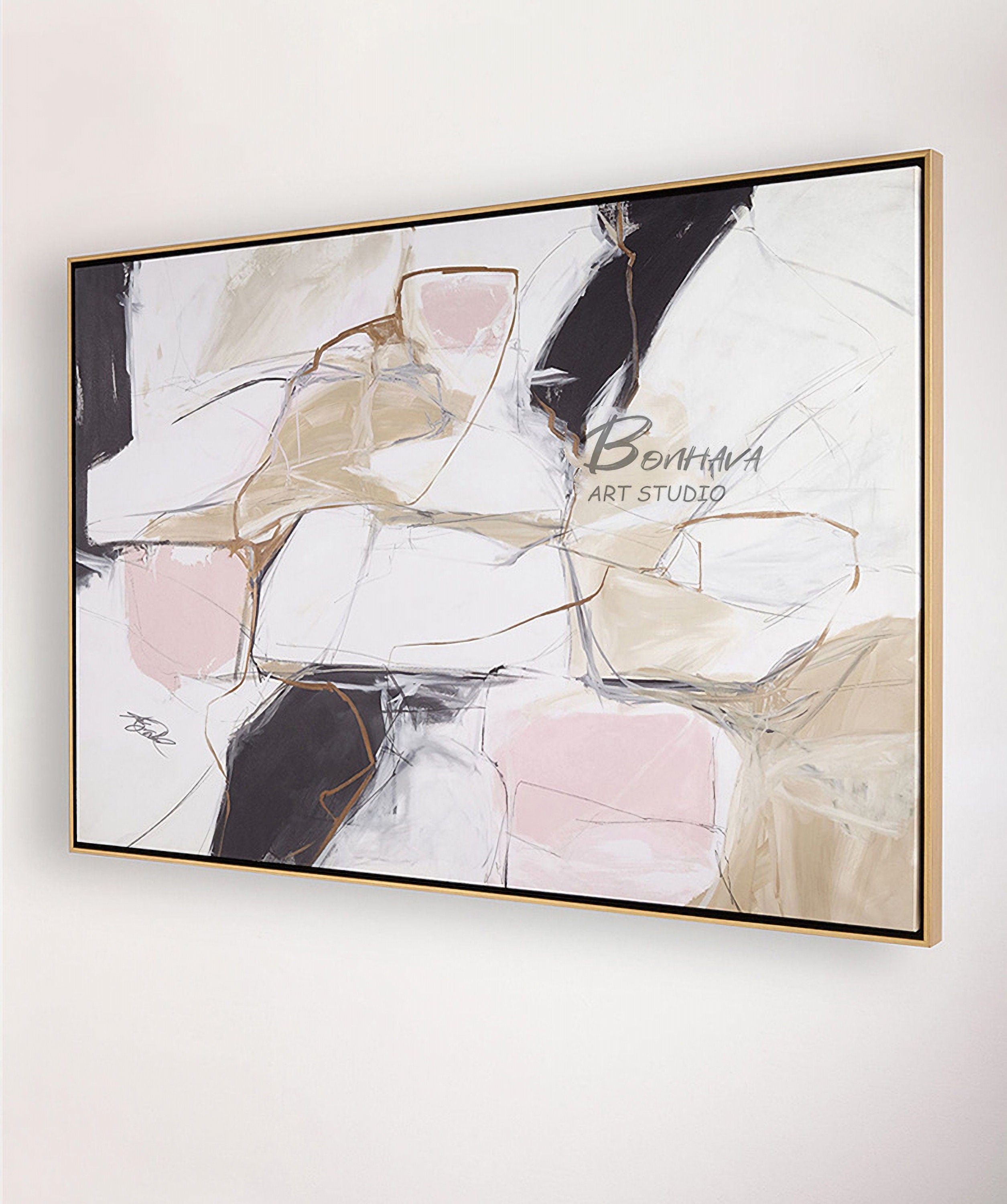 Abstract Acrylic Painting on Canvas, Hand-Painted Painting for Room, 20''×28''