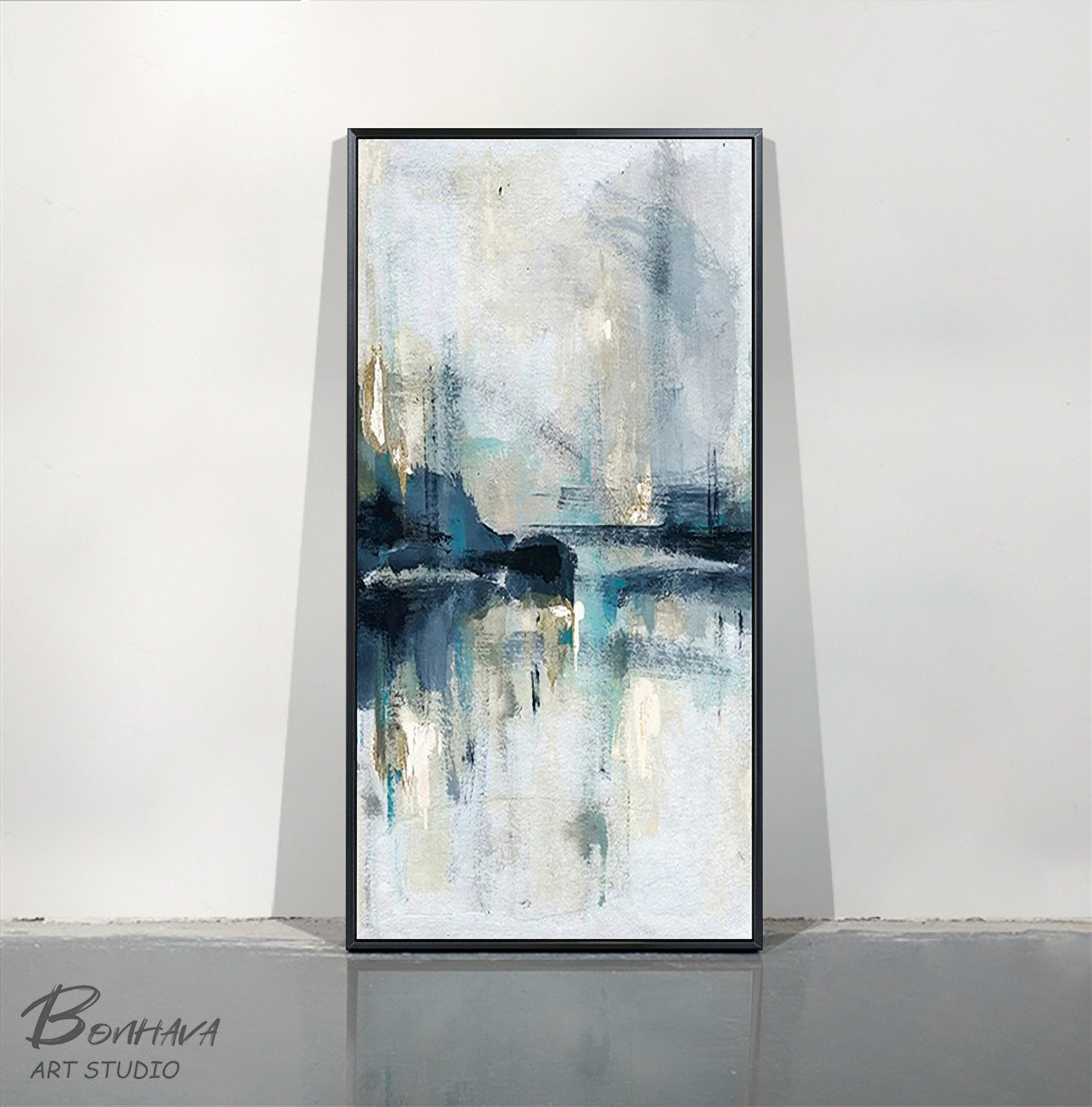 Original Abstract Art, Minimalist Abstract Painting, Light Blue Painting, Large Abstract Painting, Large Wall Canvas Painting