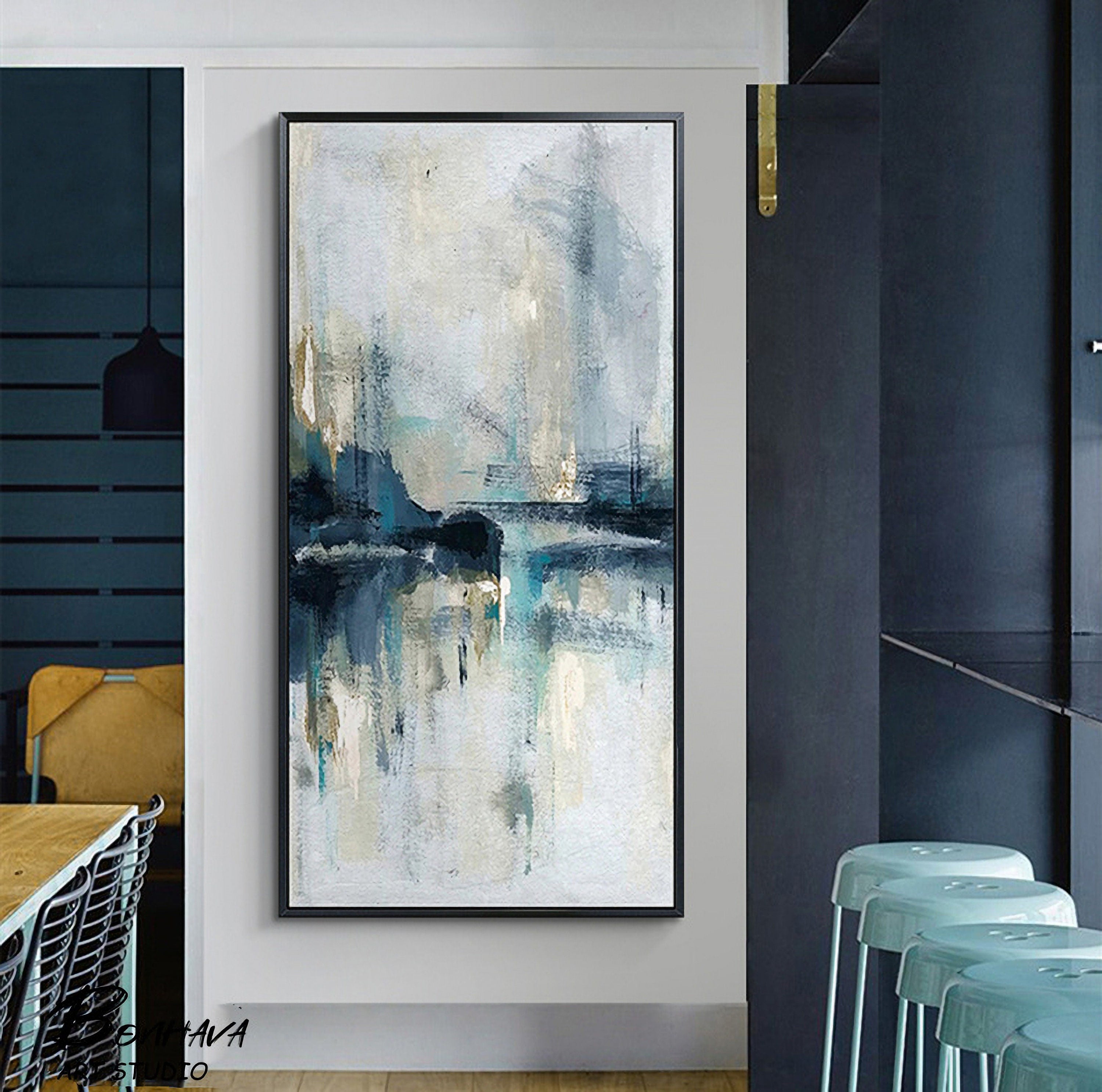 Original Abstract Art, Minimalist Abstract Painting, Light Blue Painting, Large Abstract Painting, Large Wall Canvas Painting