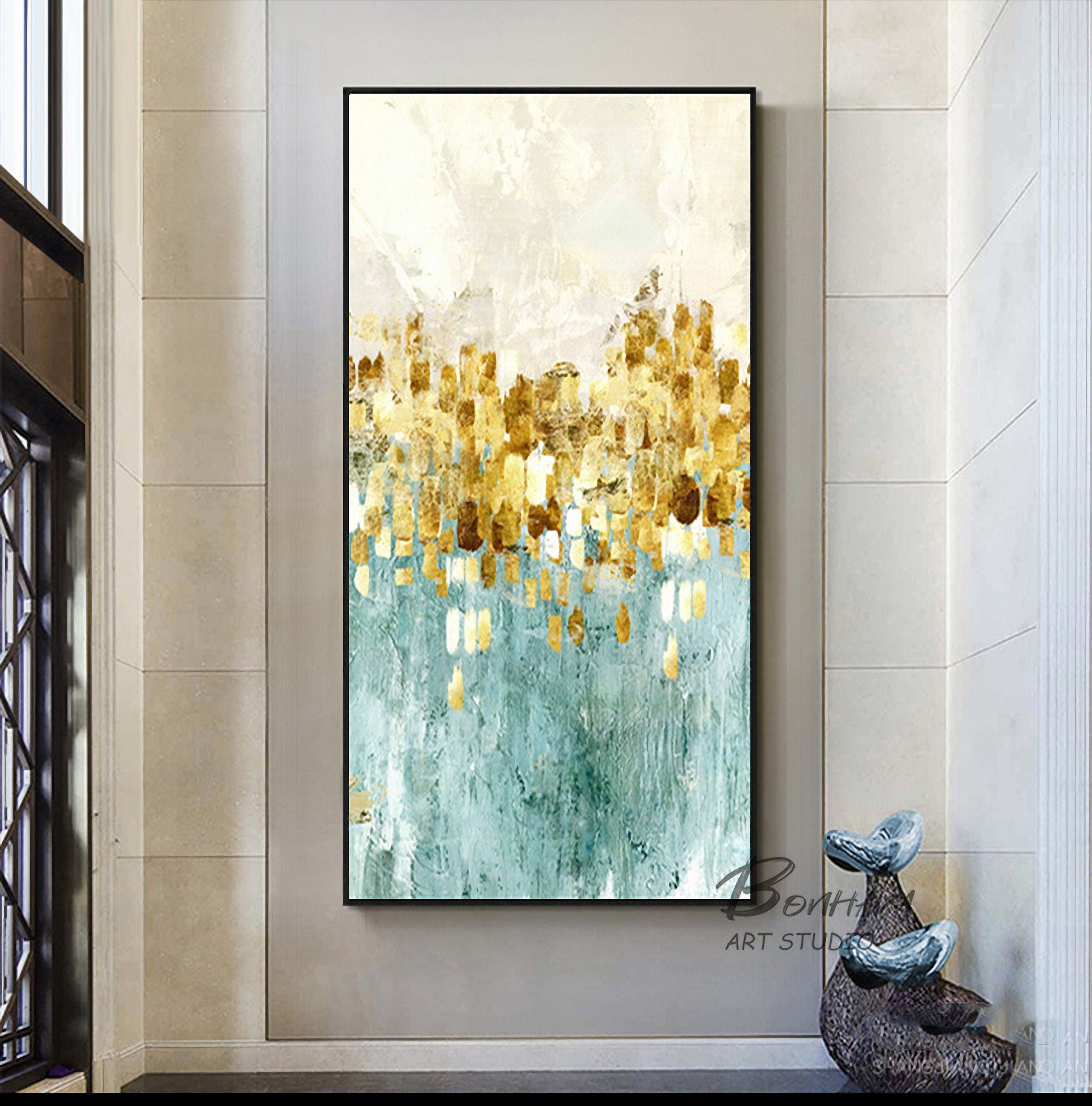 Abstract Canvas Painting Wall Art: Abstract Artwork Hand Painted Painting on Canvas for Bedroom