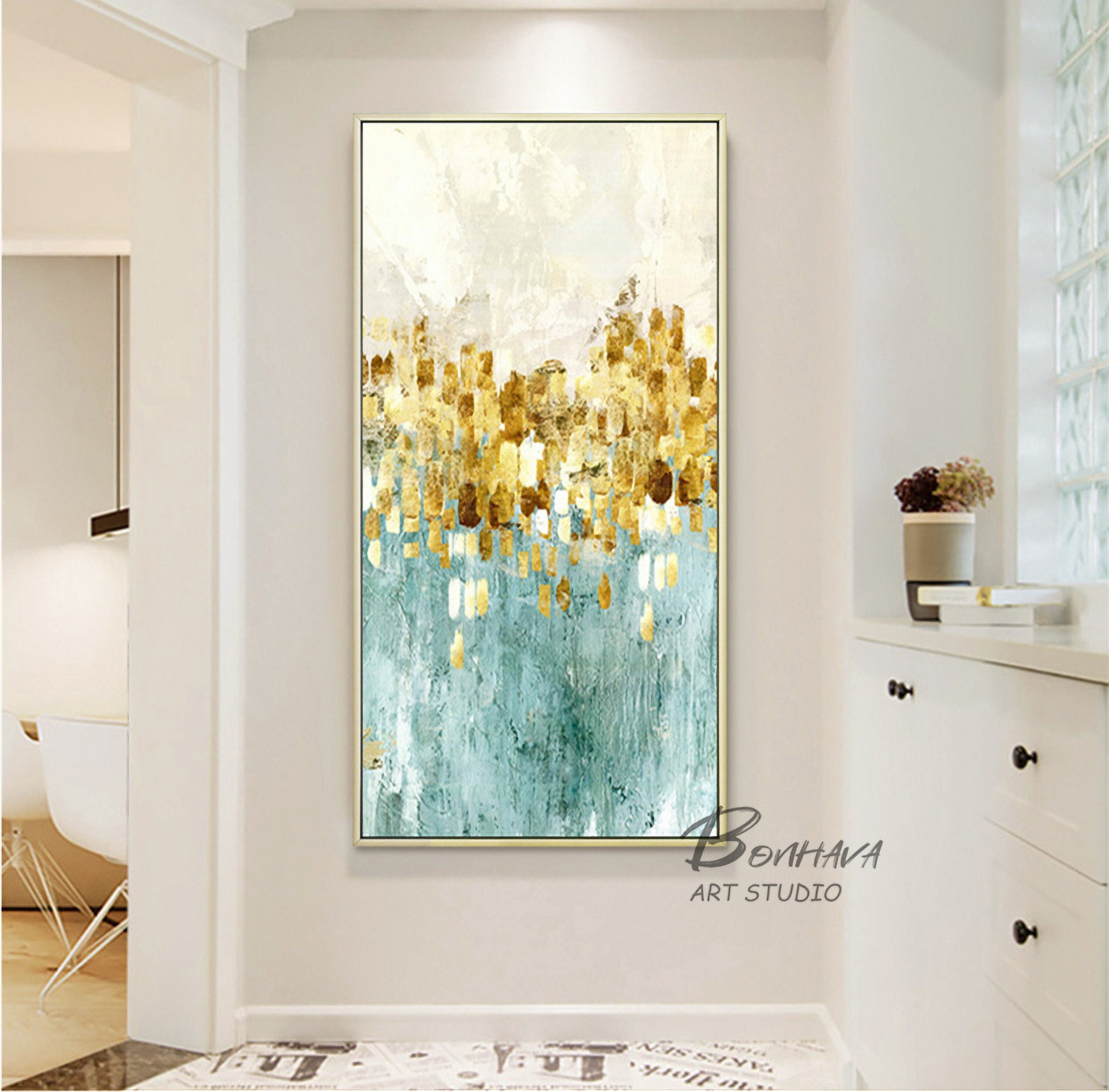 Abstract Canvas Painting Wall Art: Abstract Artwork Hand Painted Painting on Canvas for Bedroom