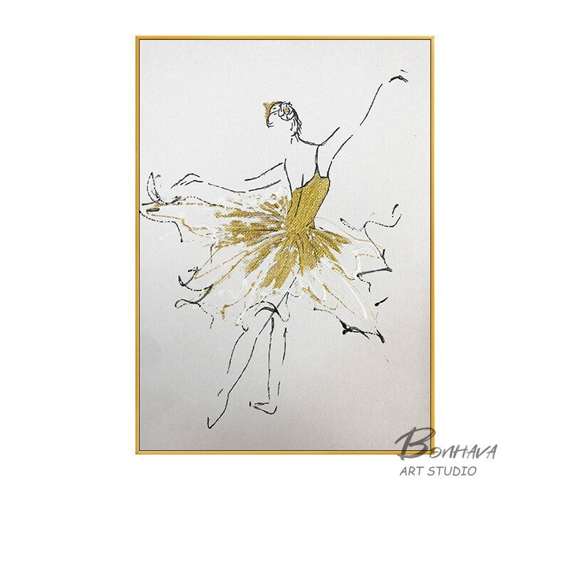 Ballet Dancer Painting, Ballet Line Art Painting, Ballerina Abstract Painting, Minimalist Canvas Wall Art, Gift for Ballerina