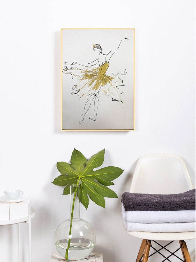 Ballet Dancer Painting, Ballet Line Art Painting, Ballerina Abstract Painting, Minimalist Canvas Wall Art, Gift for Ballerina