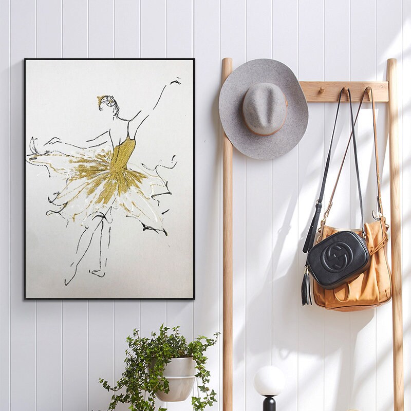 Ballet Dancer Painting, Ballet Line Art Painting, Ballerina Abstract Painting, Minimalist Canvas Wall Art, Gift for Ballerina