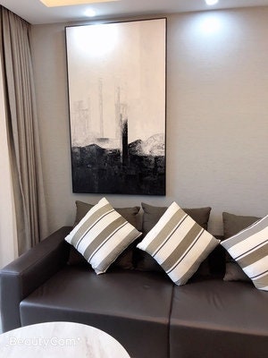 Original Abstract Painting, Black and White Minimalist Painting on Canvas, Large Canvas Wall Art for Bedroom