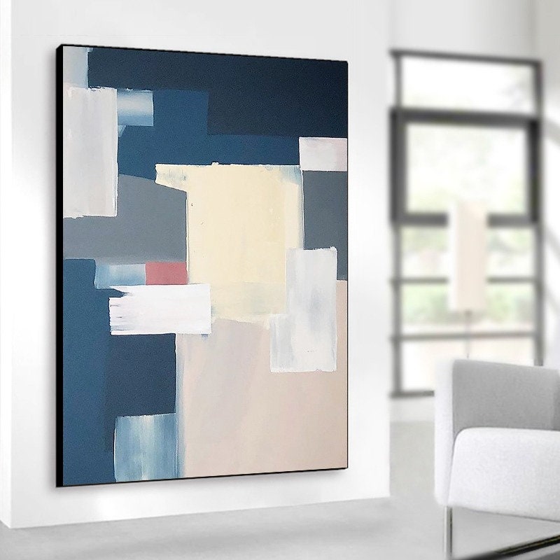 Geometric Abstract Painting, Original Acrylic Wall Art, Geometric Painting on Canvas, Large Abstract Wall Art, Minimalist…