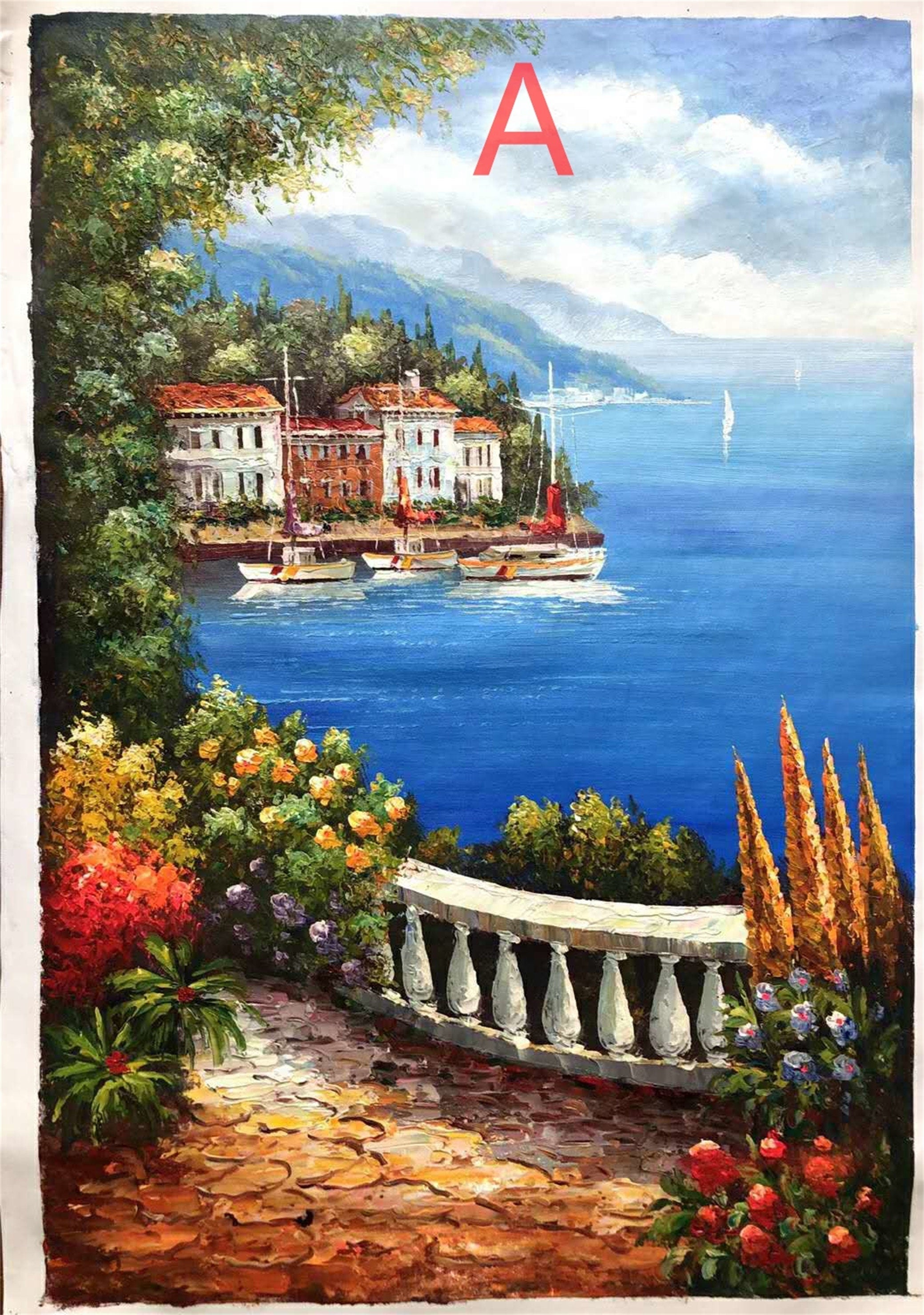 Pure hand painted oil painting modern simple Mediterranean living room large landscape bedroom dining room decorative…