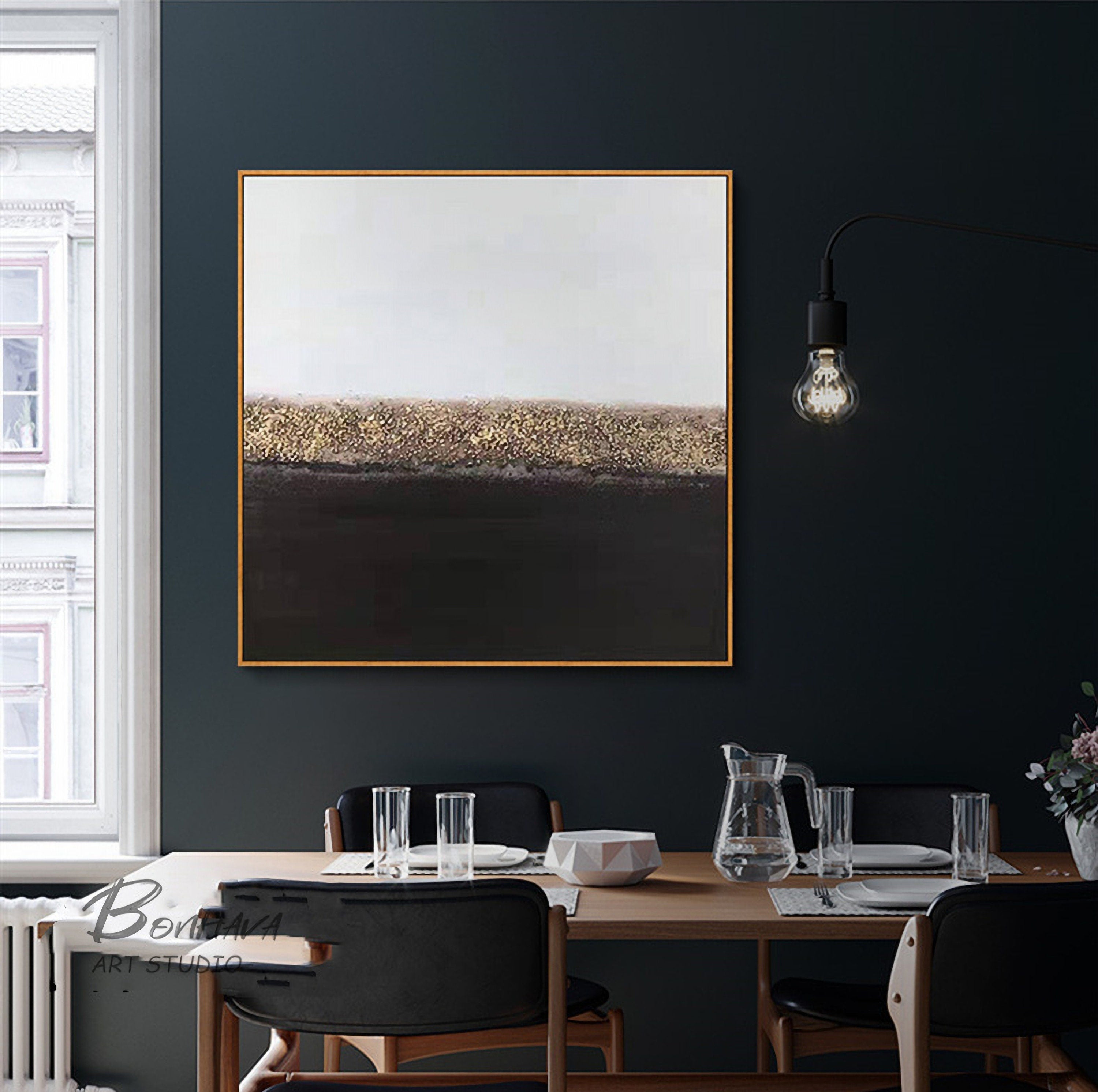 Black and White Abstract Painting, Large Abstract Painting, Large Canvas Art, Handmade Large Wall Art, Living Room Decor, Set…