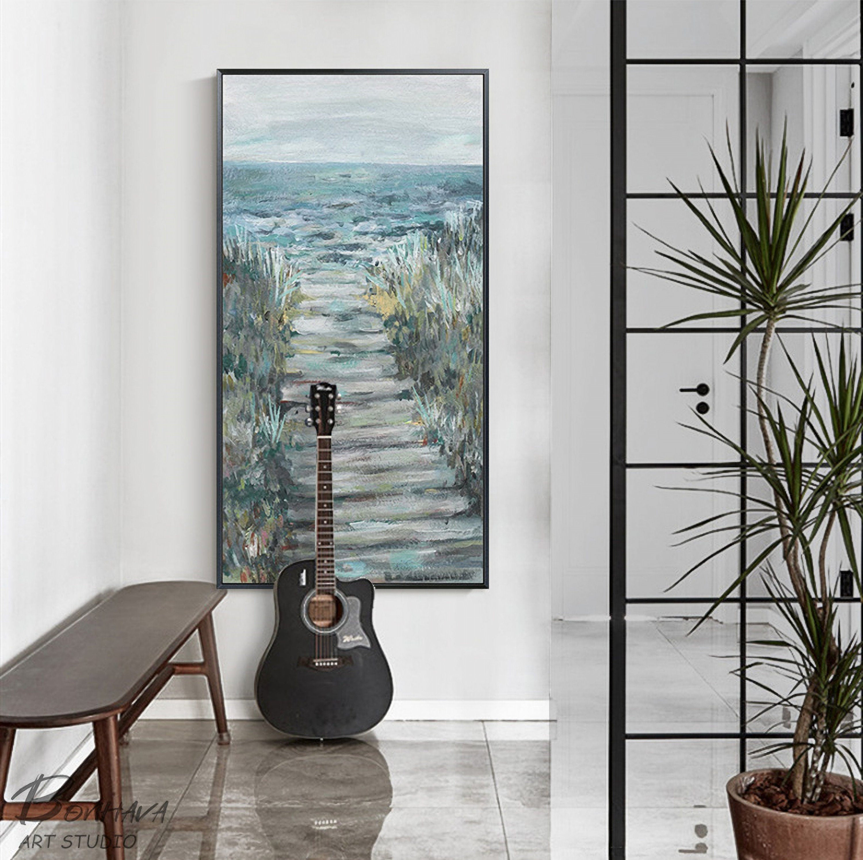 Set of 2 Abstract Ocean Painting, Sea and Sky Oil Painting, Large Painting on Canvas, Original Ocean Art