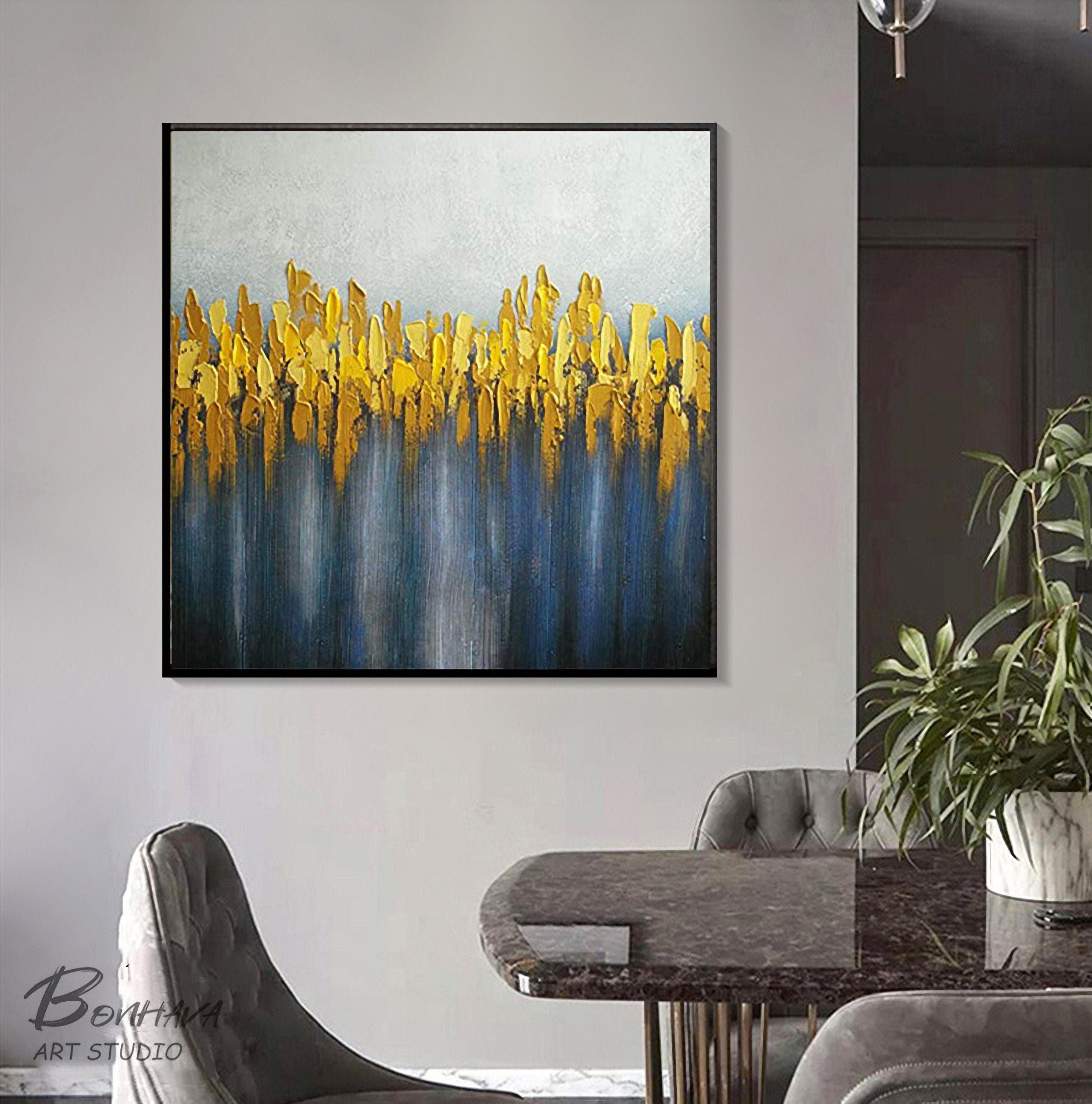 Abstract Oil Painting, Gold Abstract Painting, Original Abstract Artwork, Acrylic Painting on Canvas, Contemporary Art