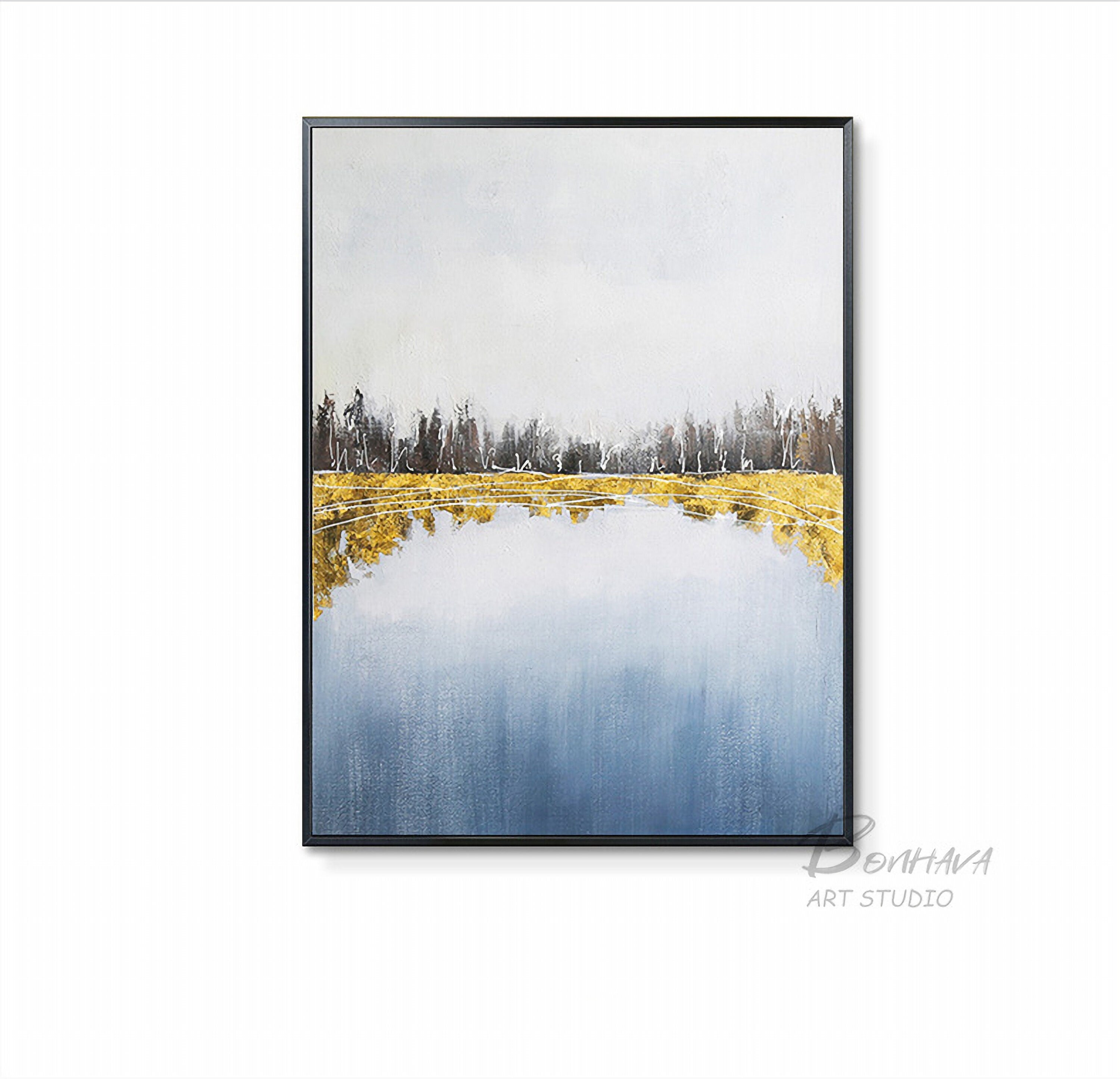 Gray and Gold Abstract Painting, Acrylic Painting on Canvas, Minimalist Painting, Large Abstract Artwork
