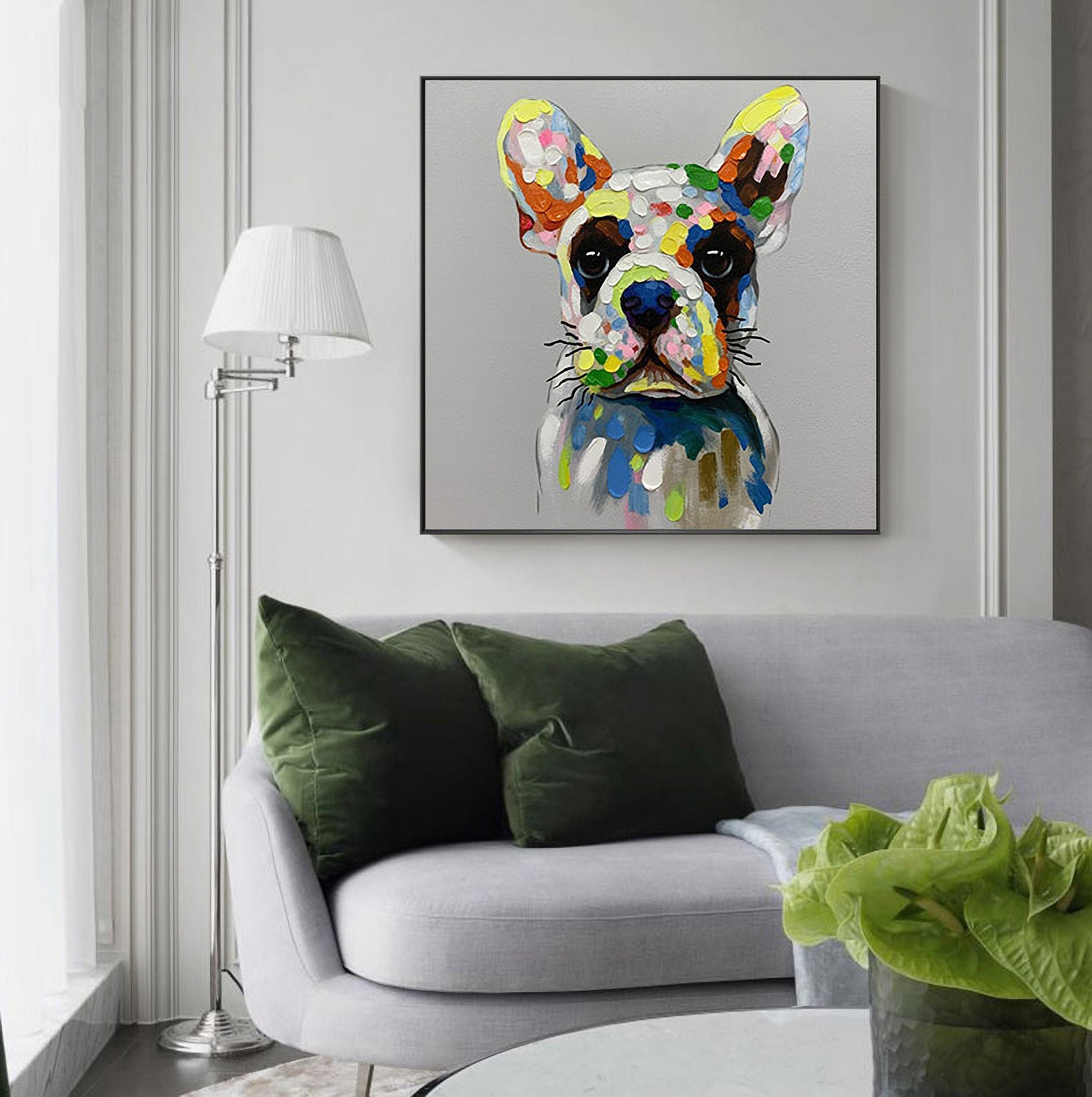 Dog Oil Painting, Acrylic Painting on Canvas, Original Animal Painting, 60*60cm