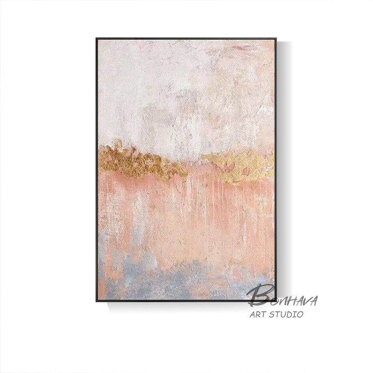 White and Pink Abstract Painting, Abstract Canvas Wall Art, Modern Oil Painting on Canvas, Pink Abstract Canvas Art