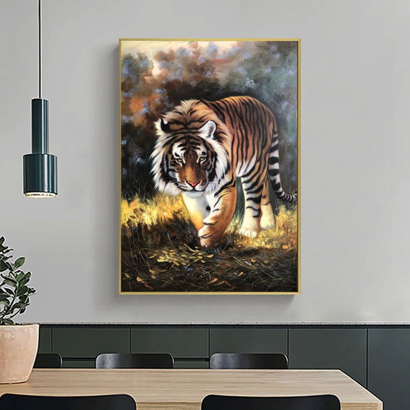 Original Tiger Oil Painting, Realistic Animal Oil Painting on Canvas, Tiger Wall Art, 24"*36"