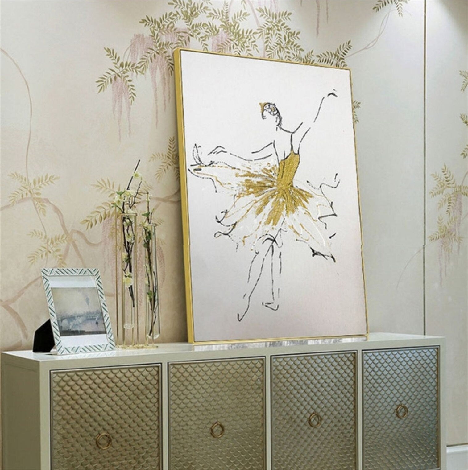 Ballet Dancer Painting, Ballet Line Art Painting, Ballerina Abstract Painting, Minimalist Canvas Wall Art, Gift for Ballerina