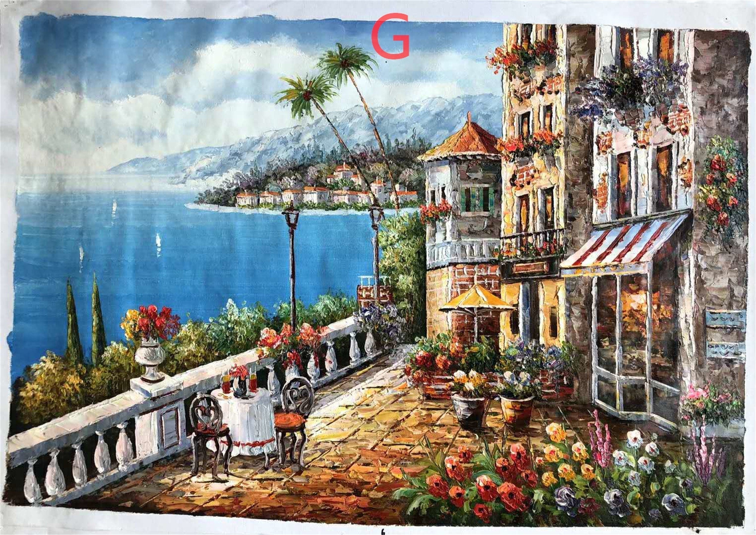 Pure hand painted oil painting modern simple Mediterranean living room large landscape bedroom dining room decorative…