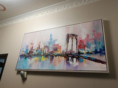 Large City Skyline Wall Art, New York City, Abstract Cityscape Oil Painting, Modern City Canvas Painting