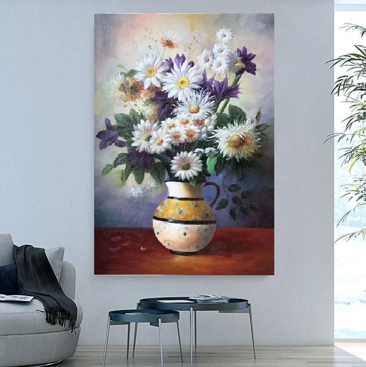 Hand painted modern flower oil painting. Classical flower oil painting