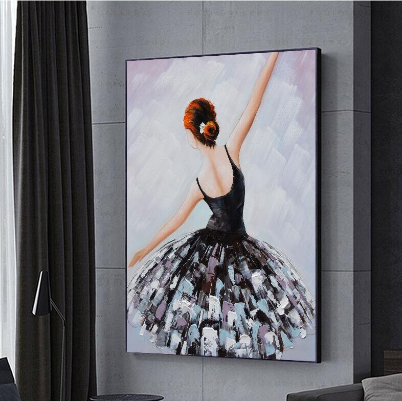 Ballet Canvas Wall Art, Original Ballerina Oil Painting on Canvas, Original Abstract Canvas Painting