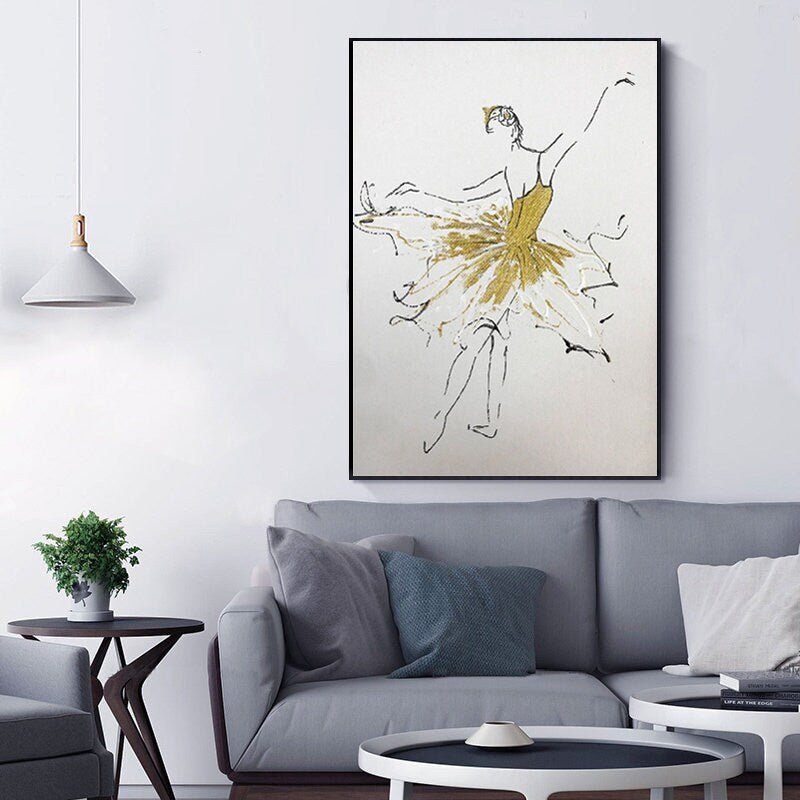 Ballet Dancer Painting, Ballet Line Art Painting, Ballerina Abstract Painting, Minimalist Canvas Wall Art, Gift for Ballerina
