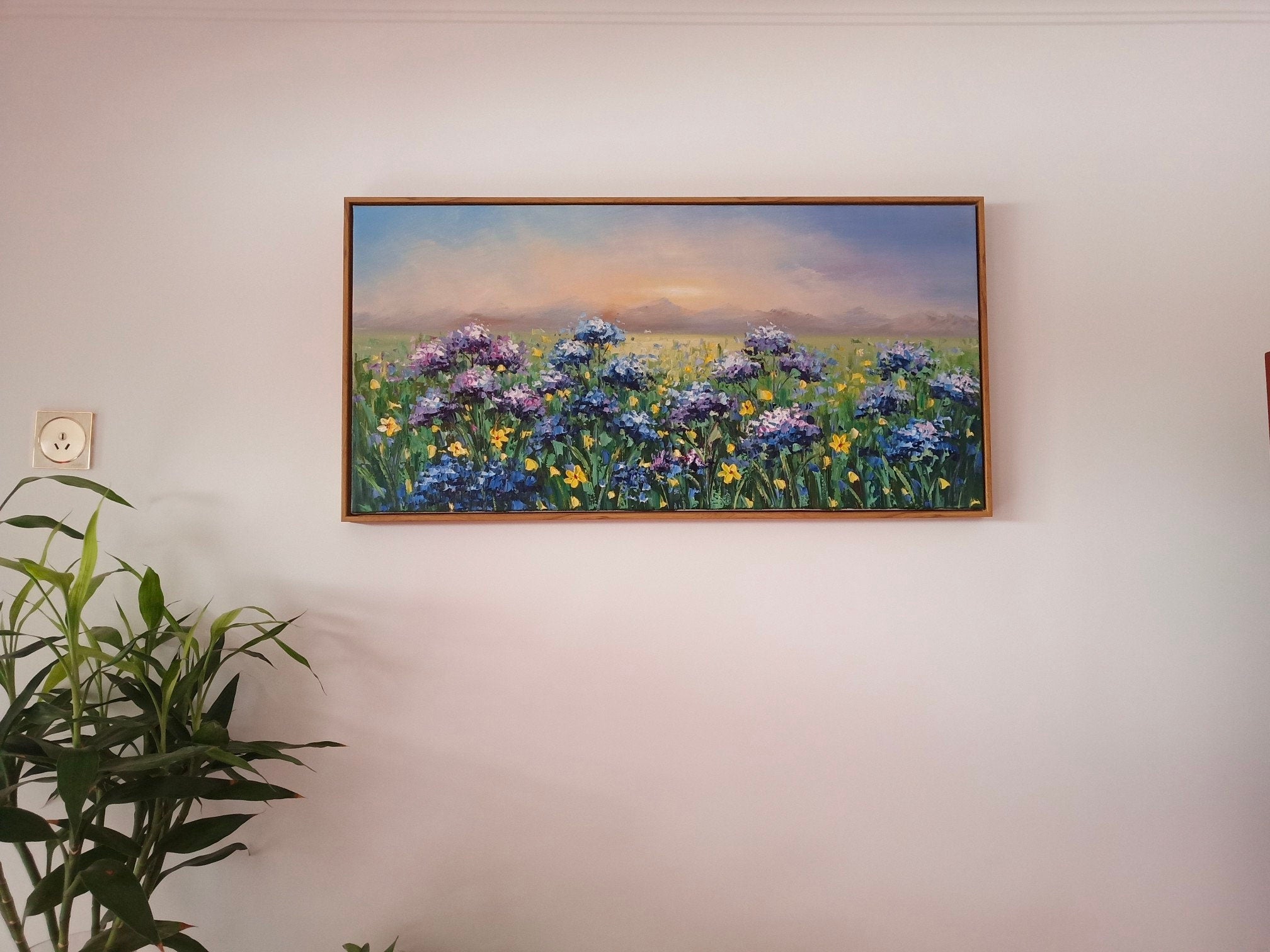 Original Abstract Floral Painting, Violet Flower Oil Painting, Purple Lilac Canvas Wall Art, Flower Painting on Canvas