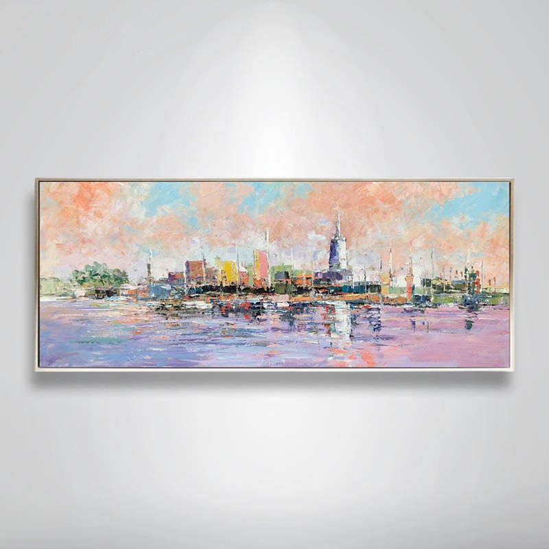 Original Venice Abstract Painting on Canvas, Venice Canvas Wall Art, Large Impasto Landscape Oil Painting